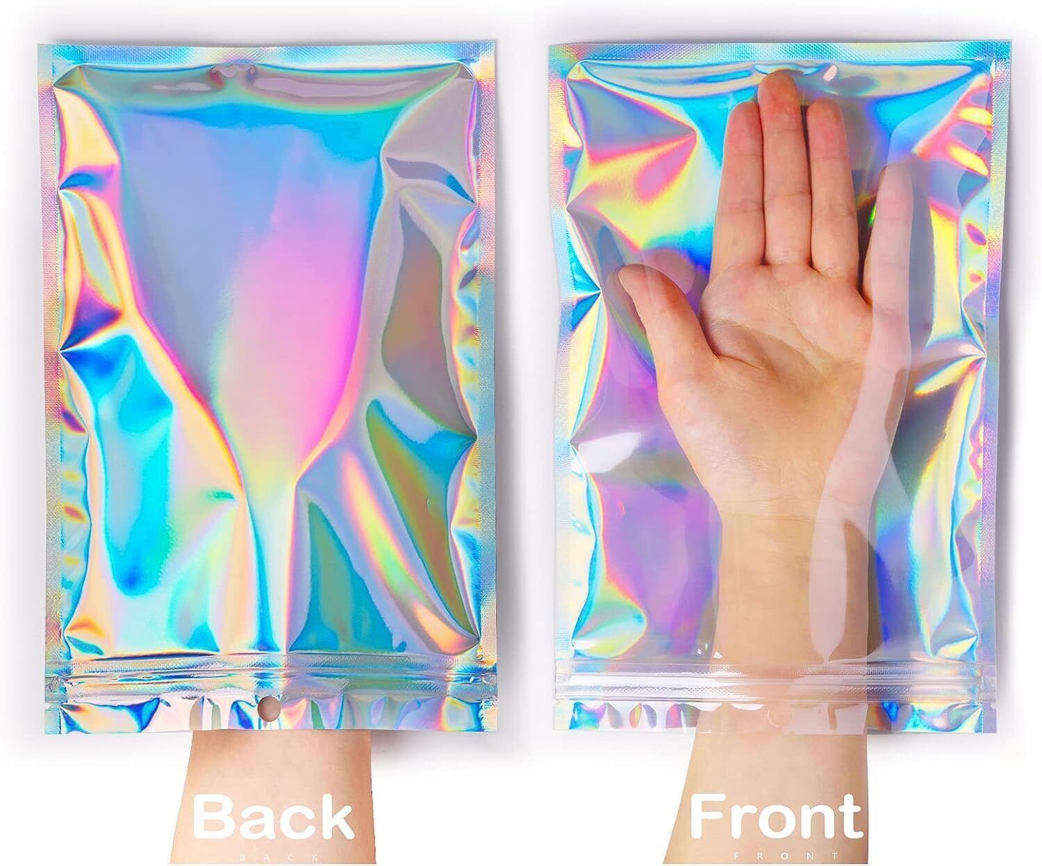 Holographic Mylar Bags Smell Proof Food Storage Zip Seal Foil Pouch Candy Bag