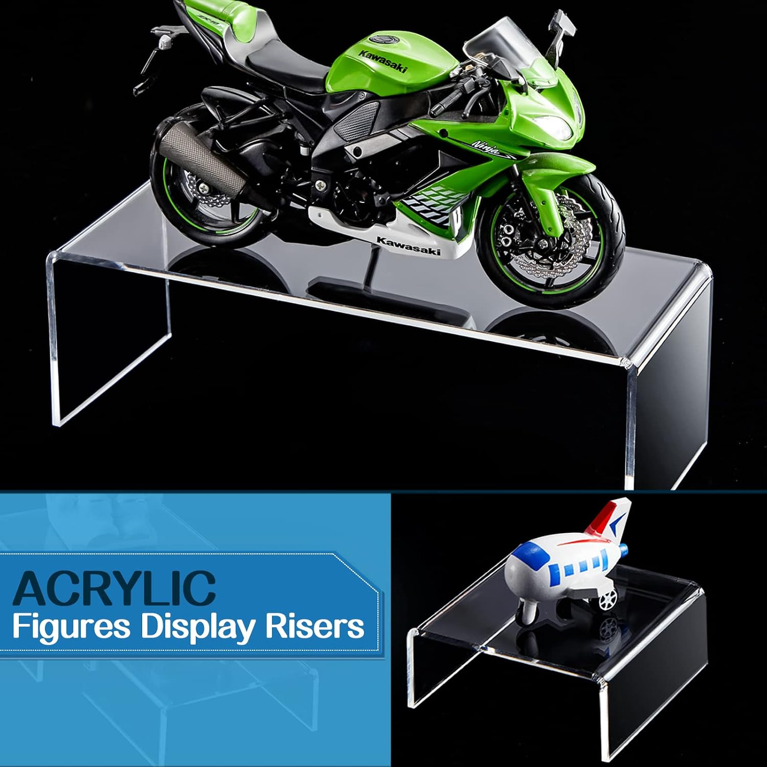 Sintuff 36 Pcs Acrylic Risers Clear Rectangular Display Stands ( 3.4”L~4”L~5”L)