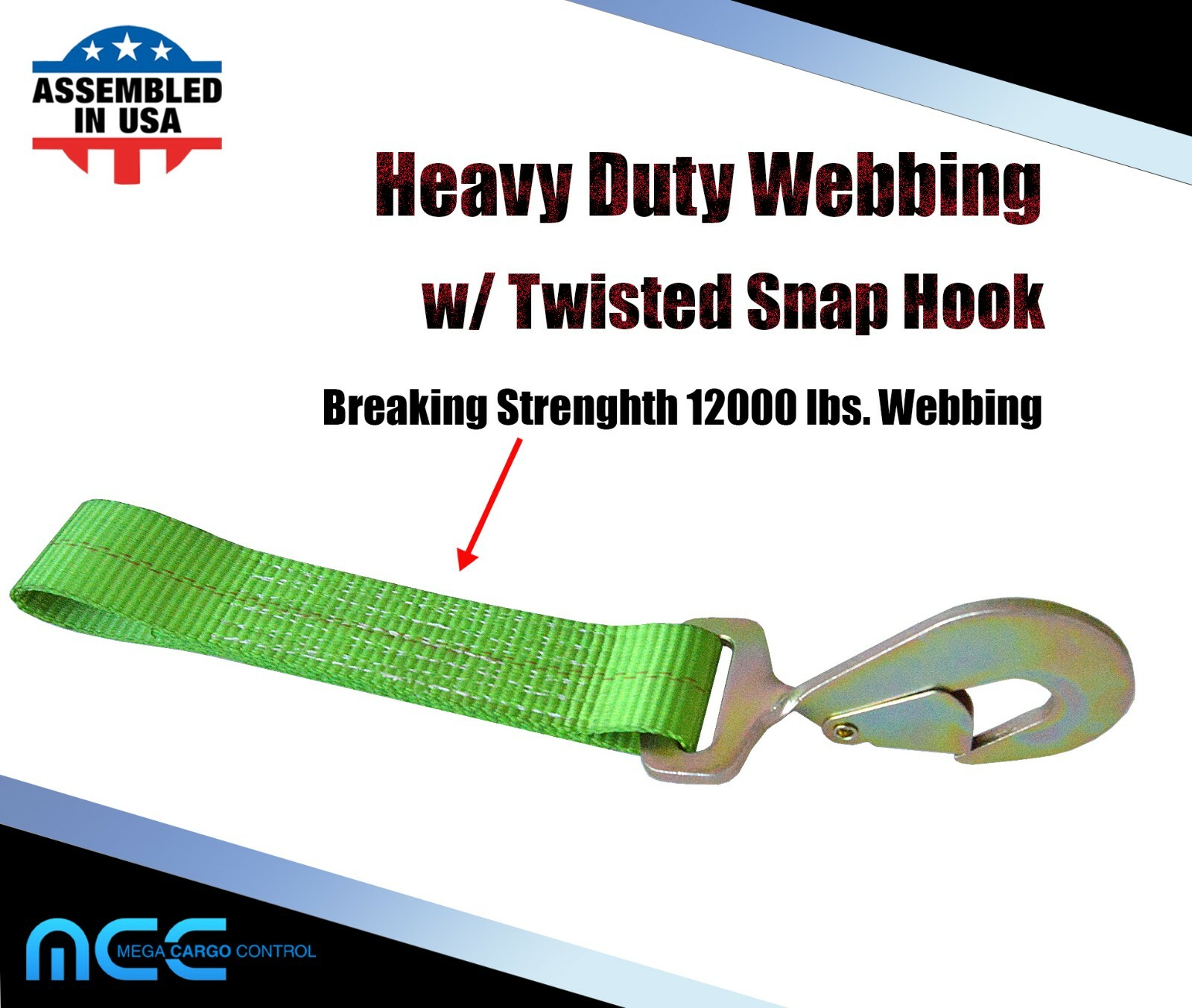 USA 2″ x 8′ Axle Strap Car Trailer Hauler Ratchet Tie Down Strap w/ Snap Hook