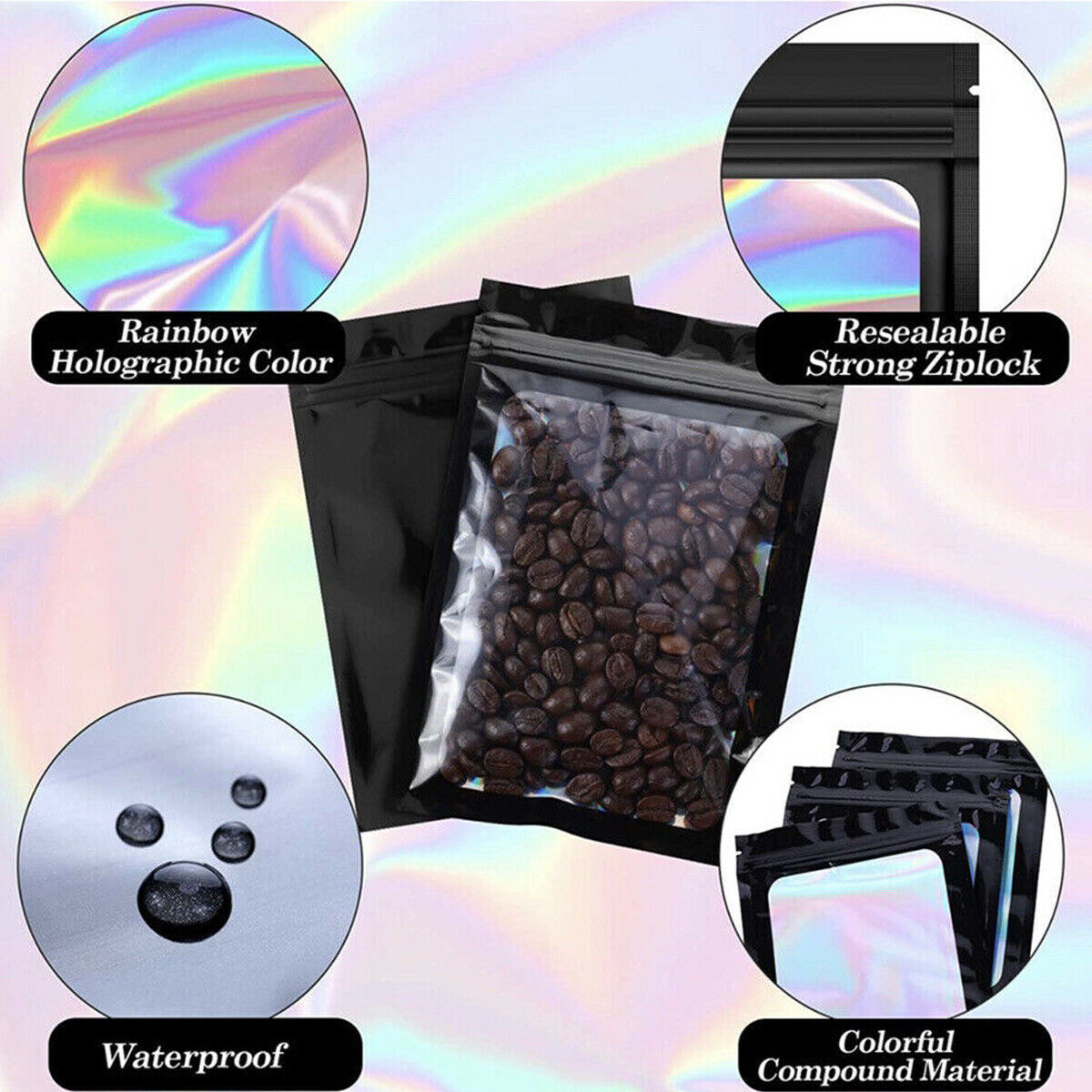 Resealable Smell Proof Bags Clear Ziplock Food Storage Bag Foil Mylar Pouch