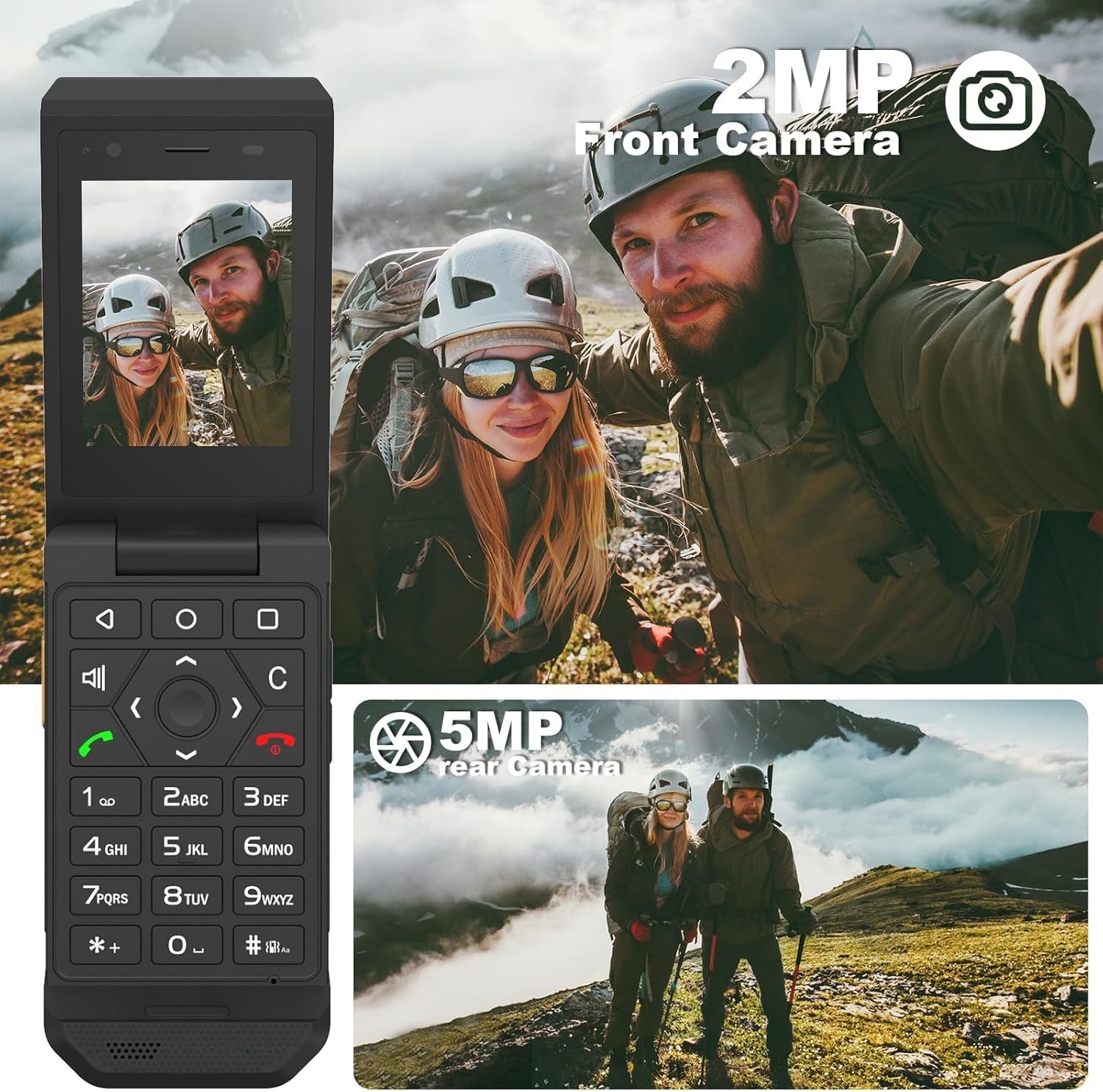 Unifone S22 Rugged Flip Phone Unlocked (16GB) 4G LTE GSM IP68 Water Resistant