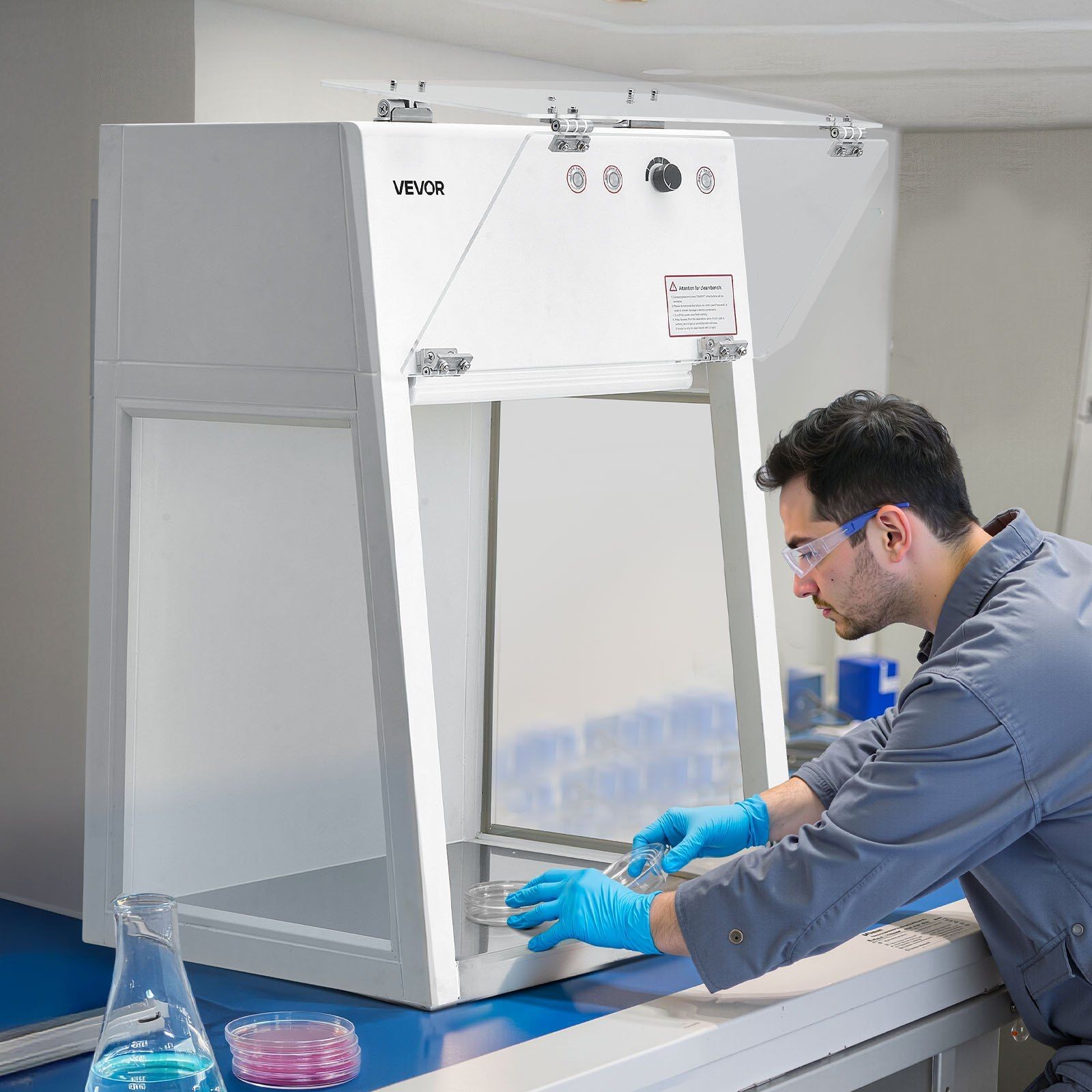 Desktop Laminar Flow Hood, ISO 5 Clean Room, HEPA-14 Filter, 65dB Quiet