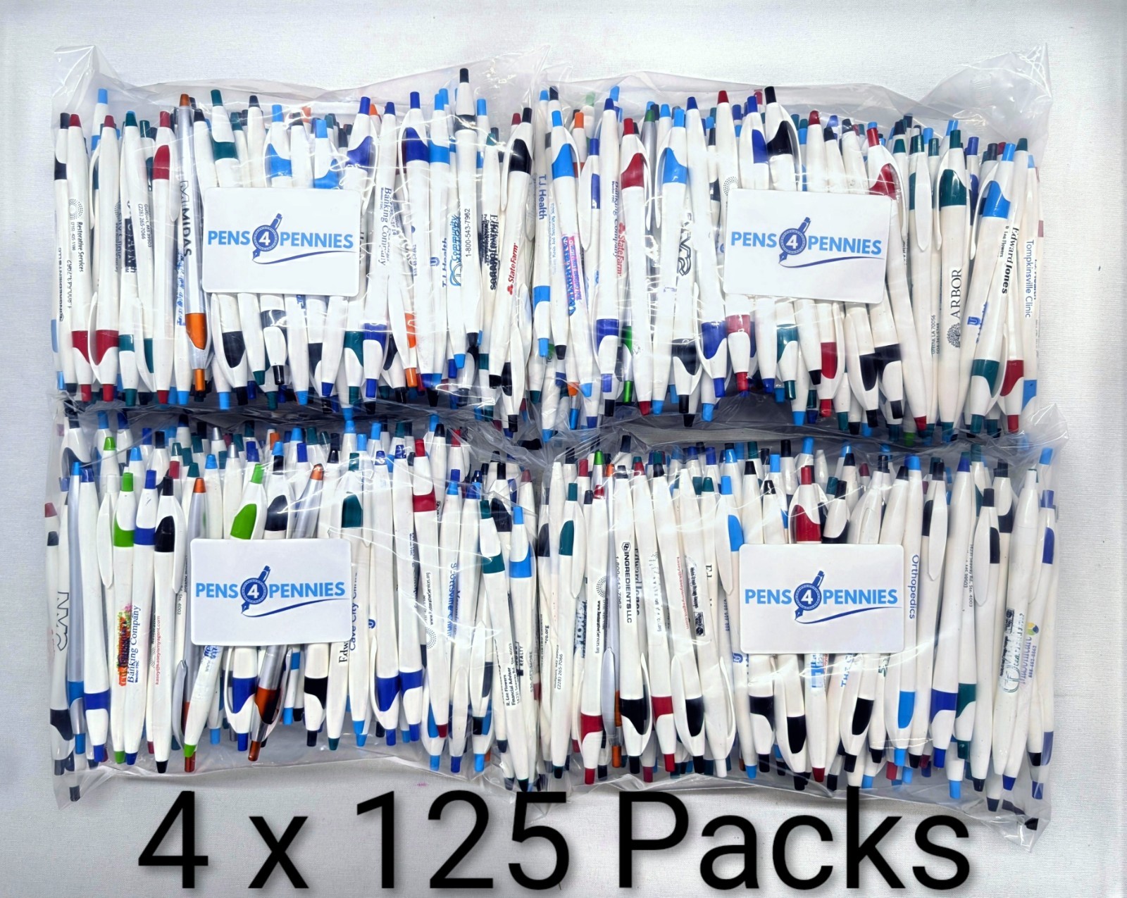 500 Bulk Misprint Pens Lot JAVALINA by HUB PEN White & Multicolor Mixed Case