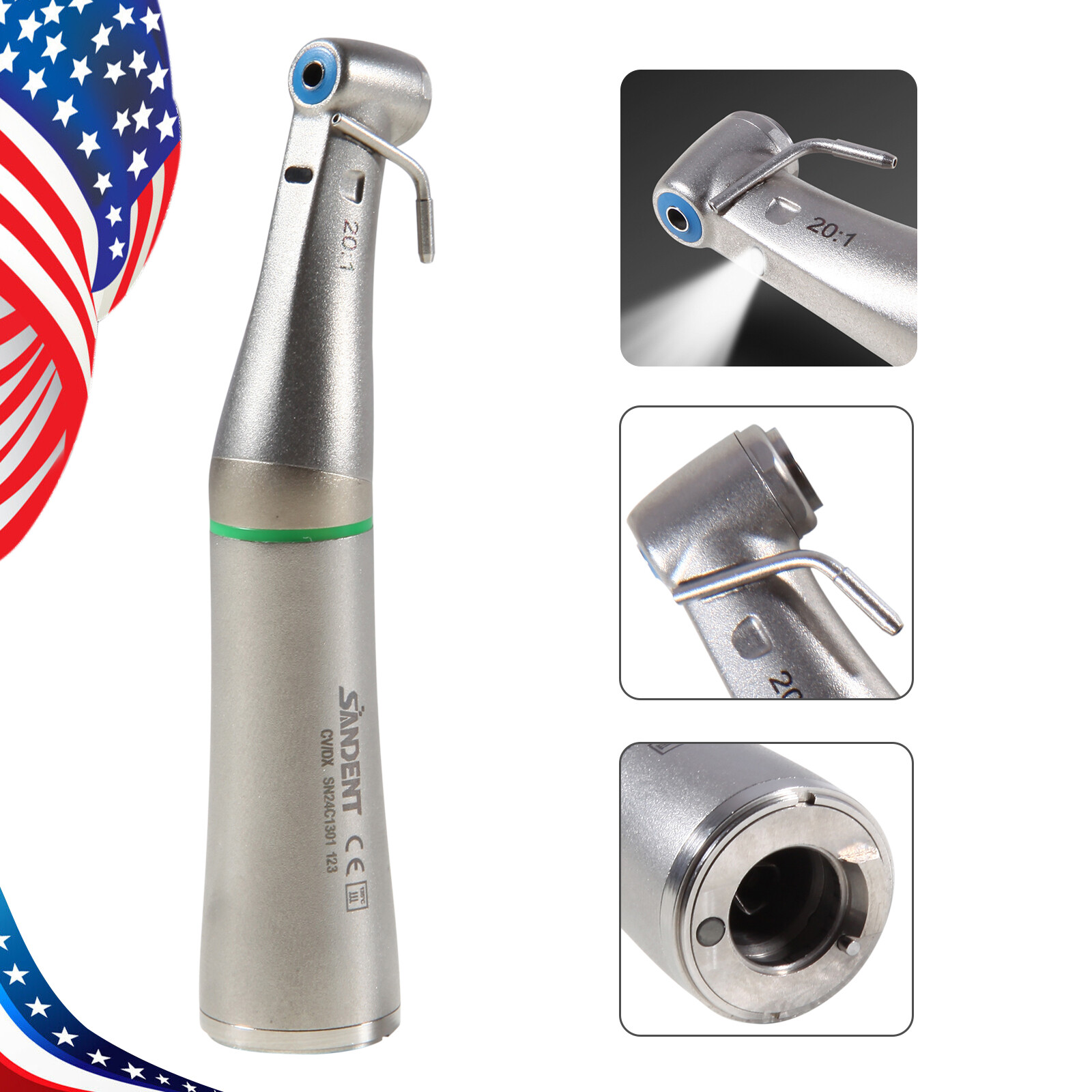 1-10Pcs Dental 20:1 LED Fiber Optic Contra Angle Handpiece Fit NSK Ti-Max XSG20L