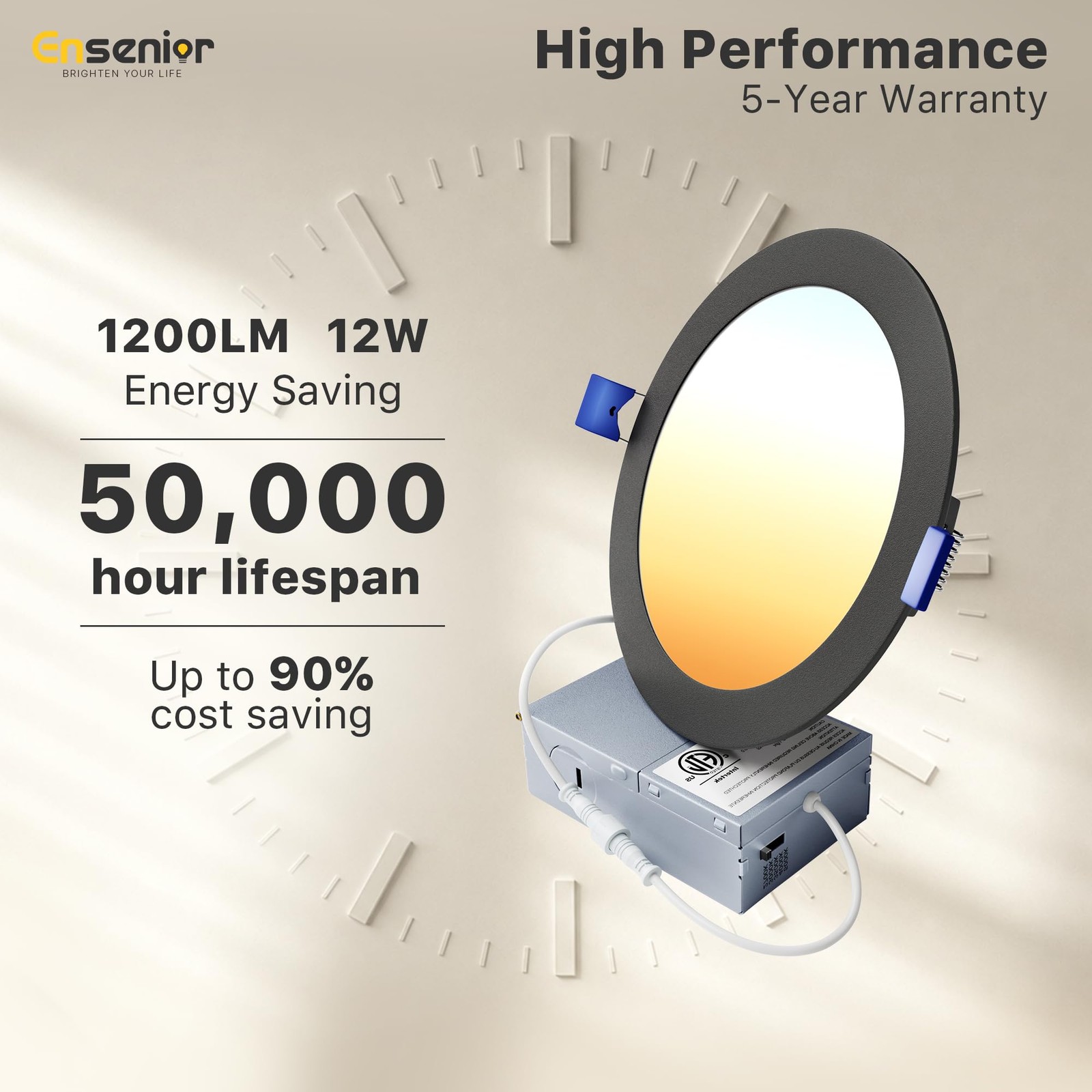 Ensenior 6 Pack 6 Inch LED 6 Inch, 2700/3000/3500/4000/5000k – 5cct Black