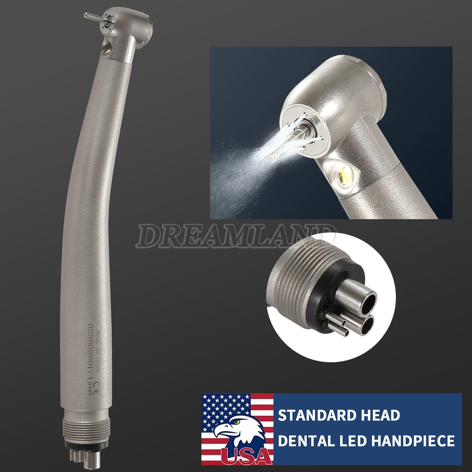 NSK Style Dental LED E-generator Fiber Optic 4 Spray Handpiece 4H Standard Head