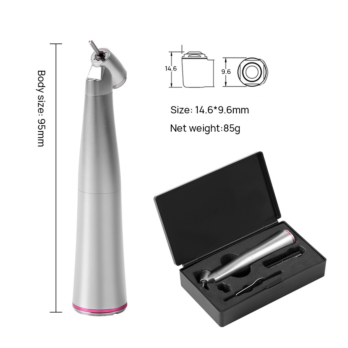 Dental 45° 1:4.2 Increasing Contra Angle LED Fiber Optic Handpiece Push Button
