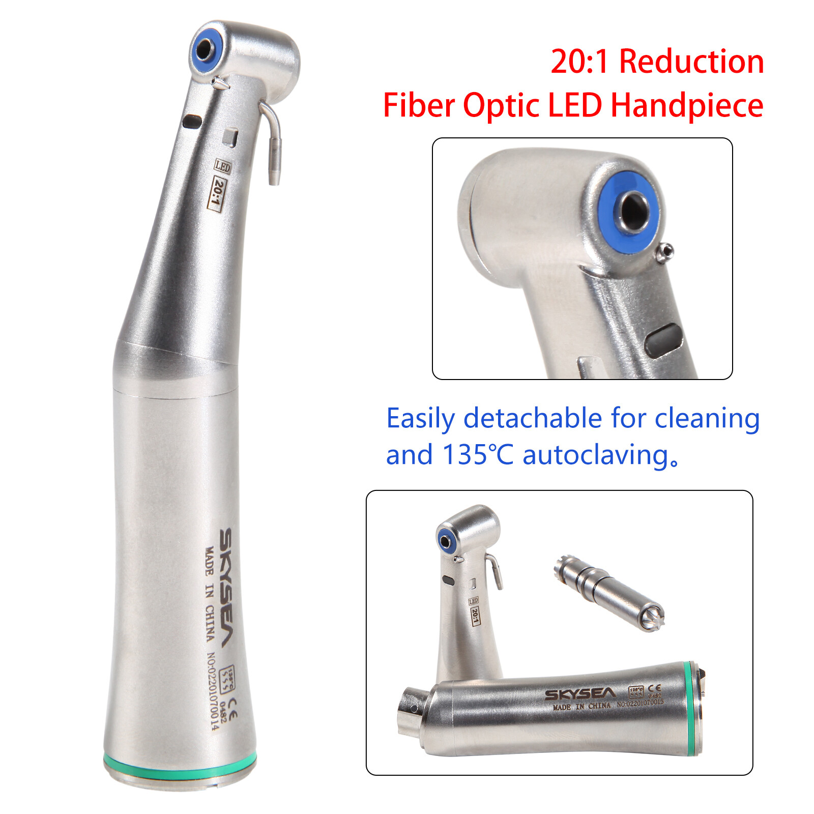 SKYSEA Dental Implant 20:1 LED Surgical Contra Angle Handpiece Detachable Head