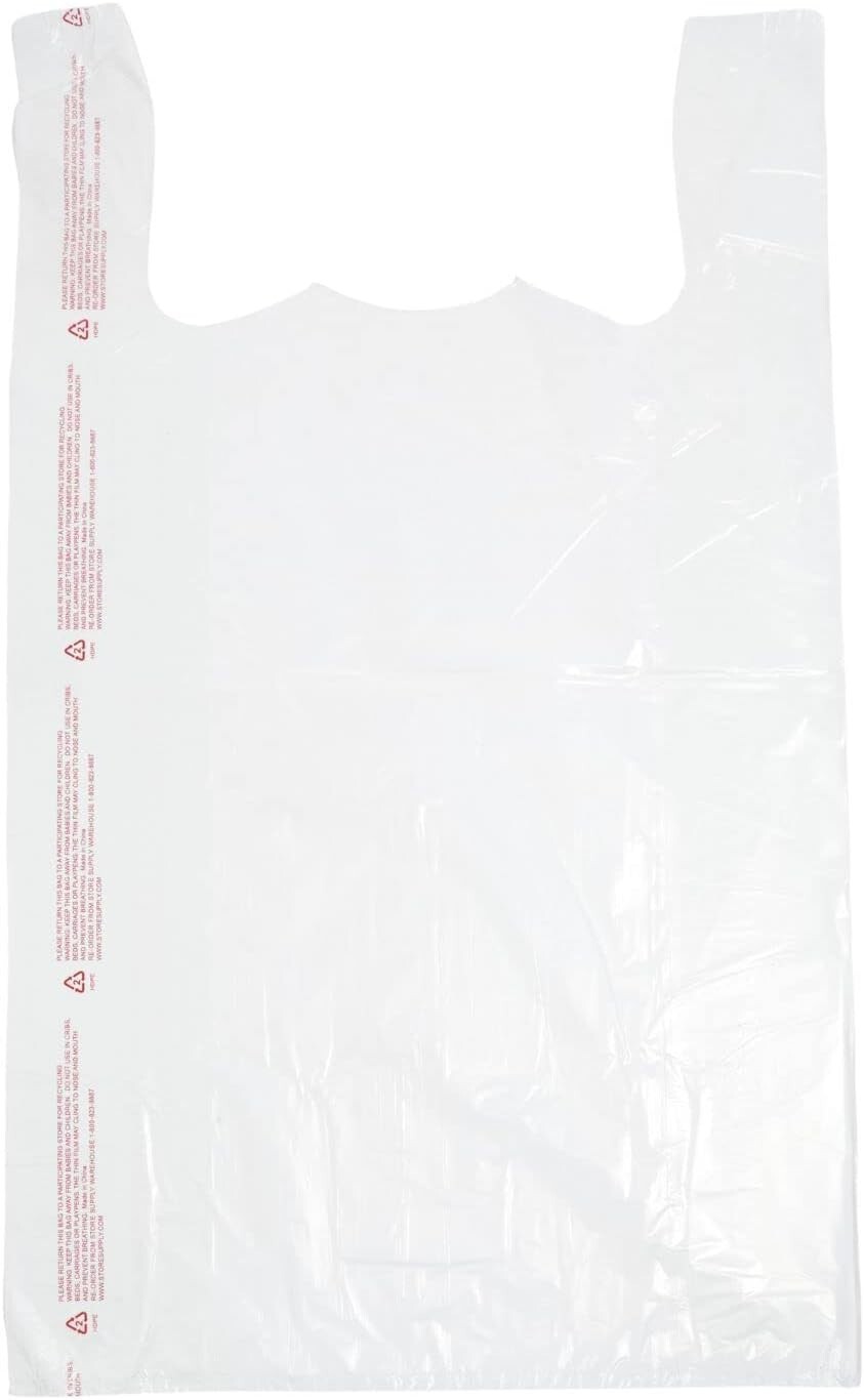 Clear Plastic Bags T-Shirt 1000 Retail Supermarket Grocery Handles 11 ½ x 6 x 21
