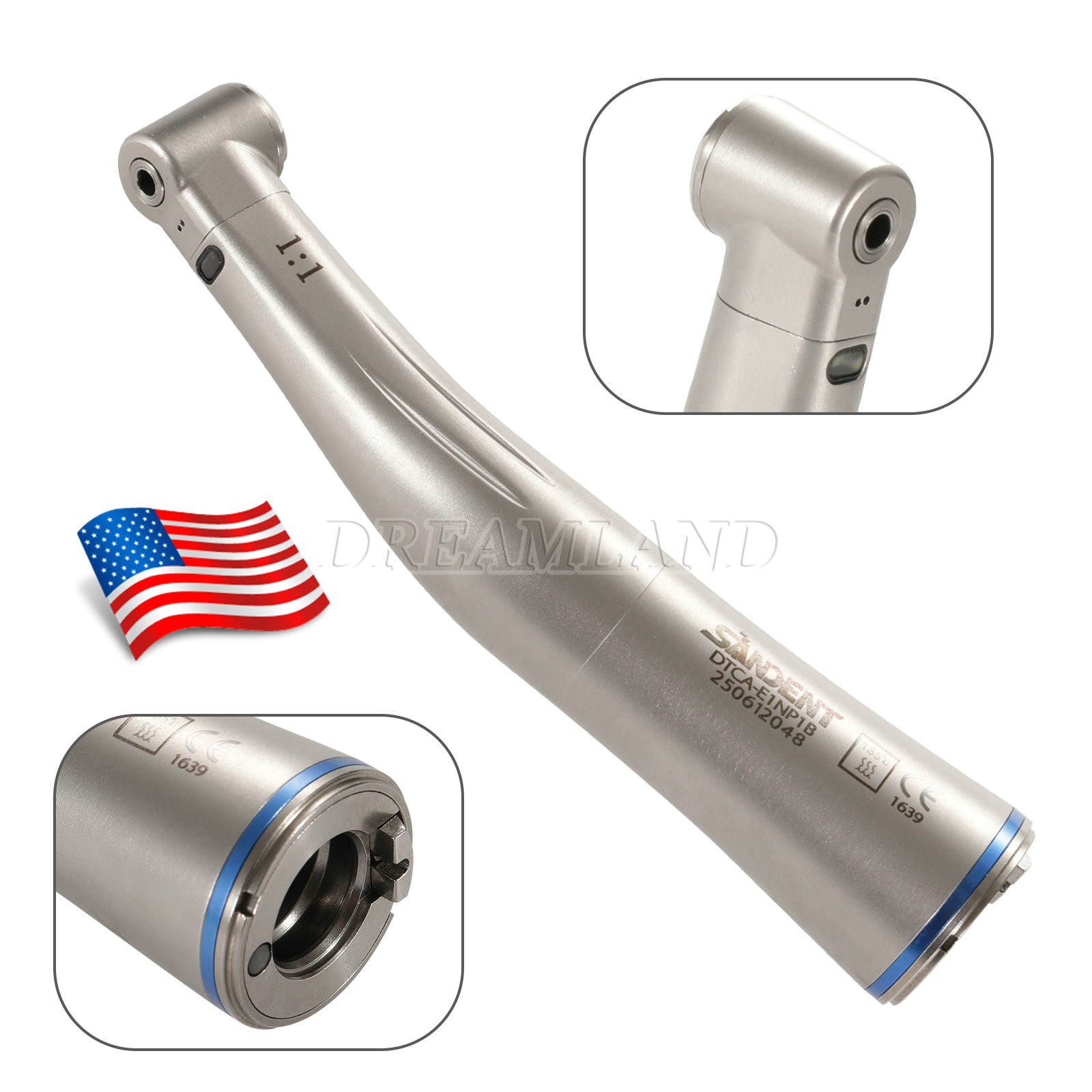SANDENT Dental 1:1 20:1 LED Fiber Optic Contra Angle Handpiece