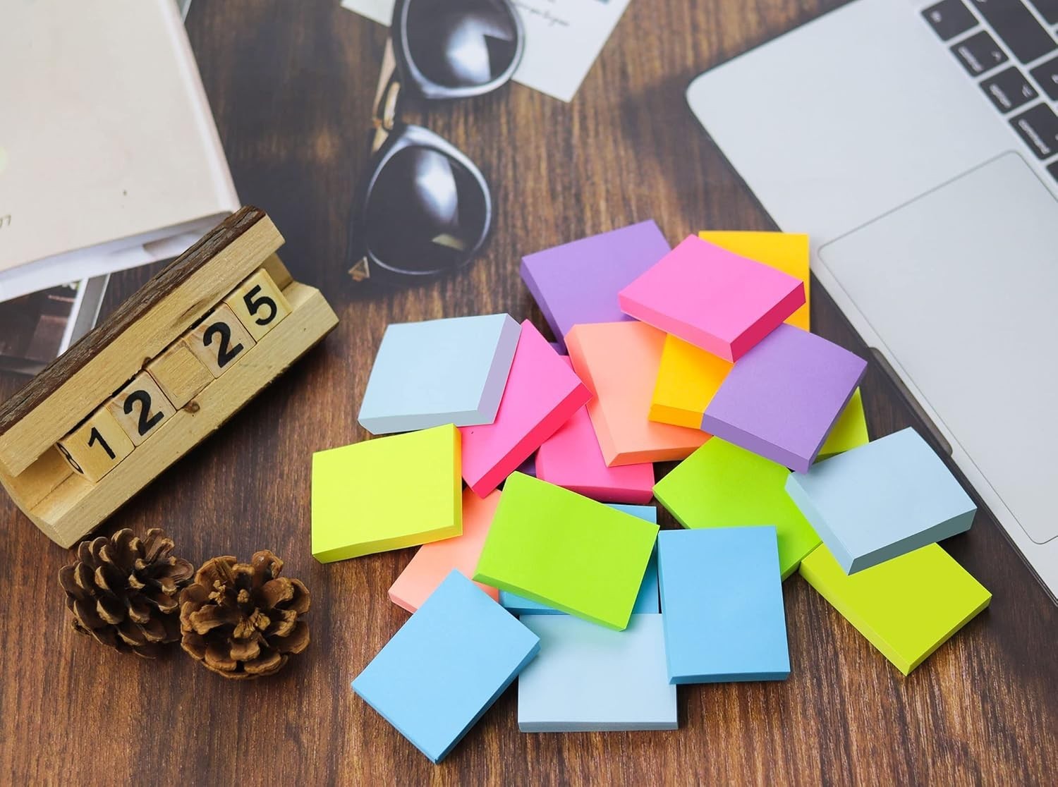 Bright 1.5×2 Inch Sticky Notes – 24 Pads, 8 Colors for School, Home & Office Use