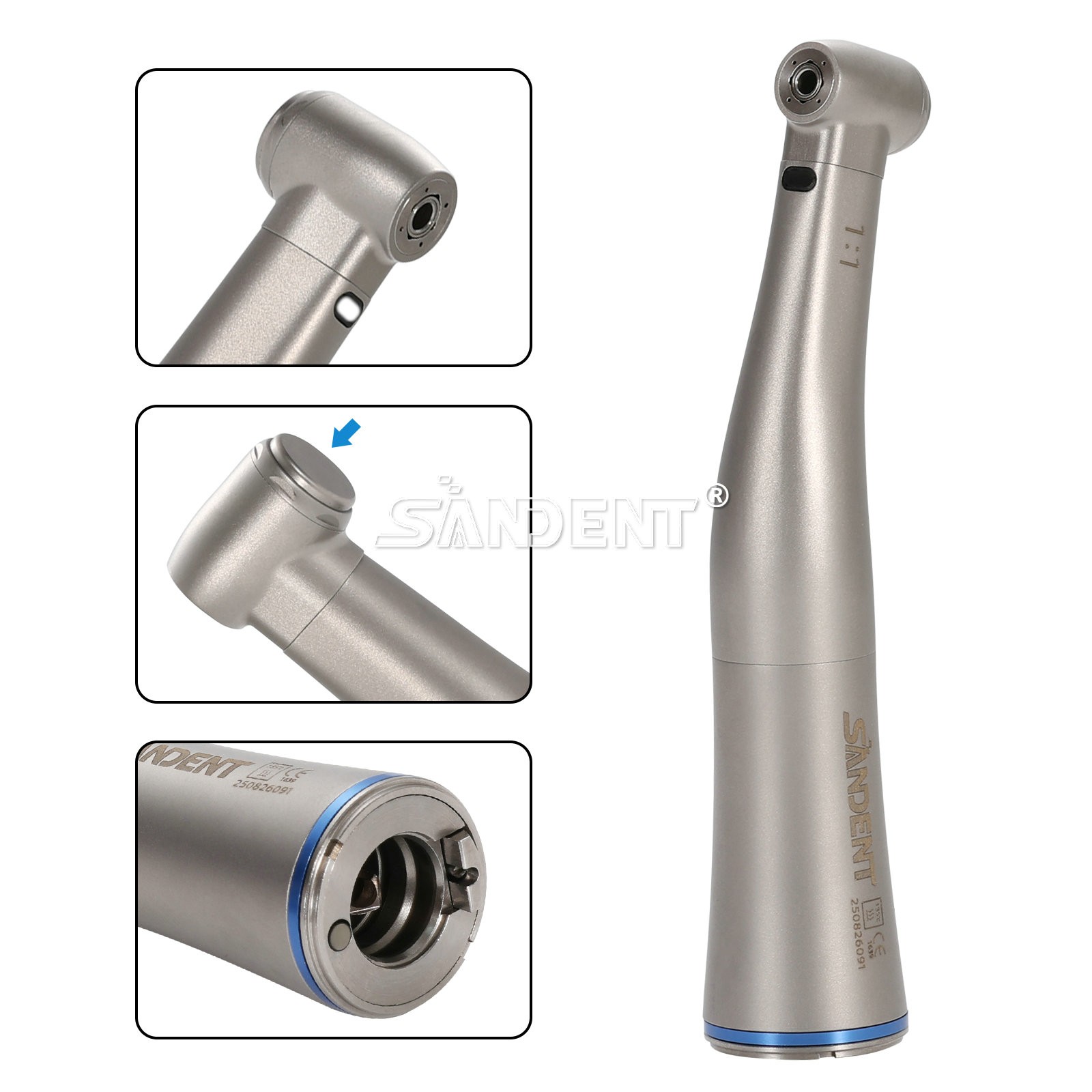 Dental 1:1 Fiber Optic LED Contra Angle Handpiece 4 Spray Push Button fit NSK po