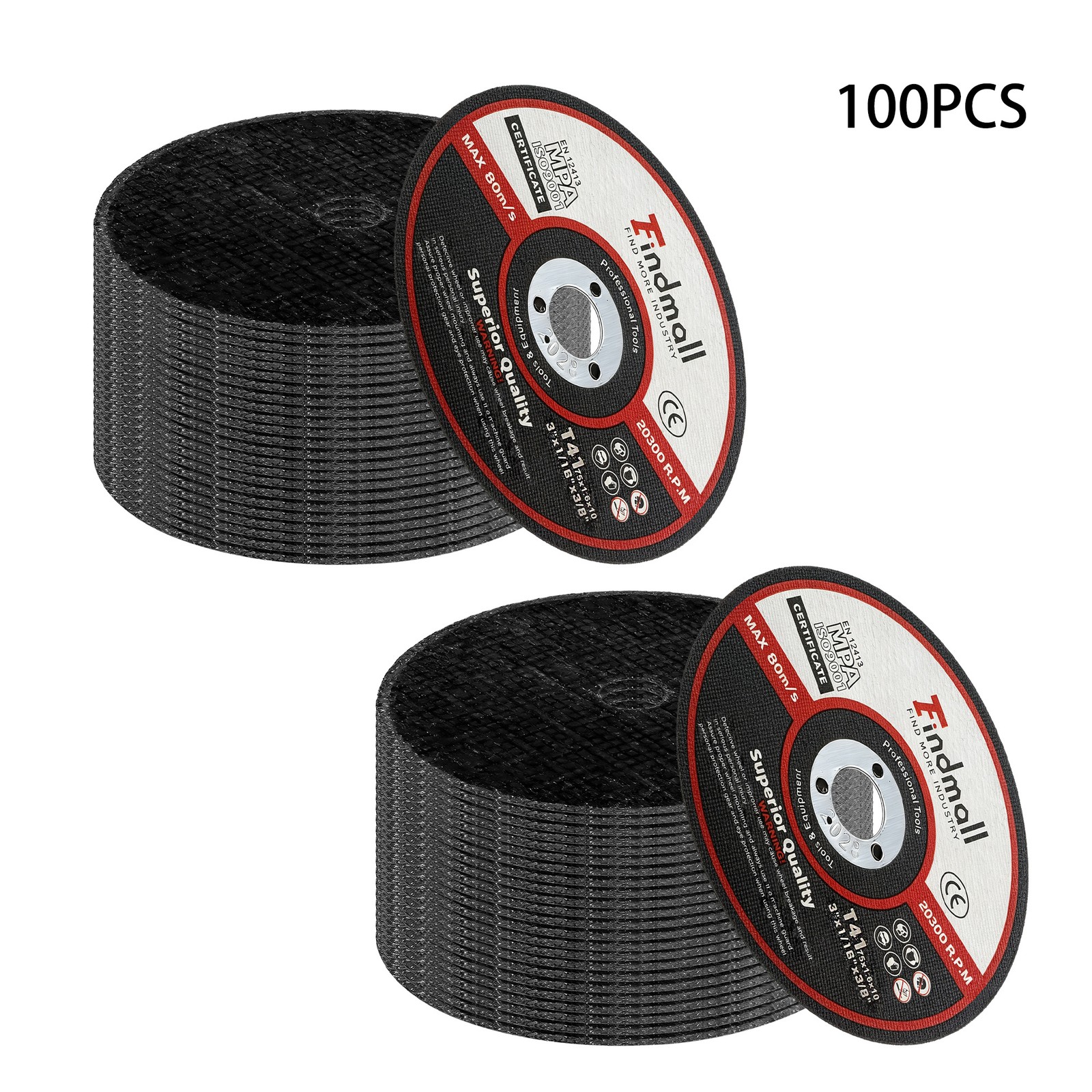 100 Pcs 3″x1/16″x3/8″ Metal & Stainless Steel Cutting Disc for Die Grinders