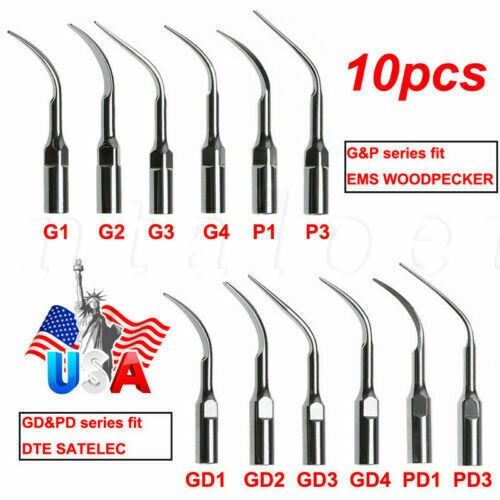 10× Dental Ultrasonic Piezo Scaler Tips fit Woodpeck EMS DTE SATELEC Handpiece