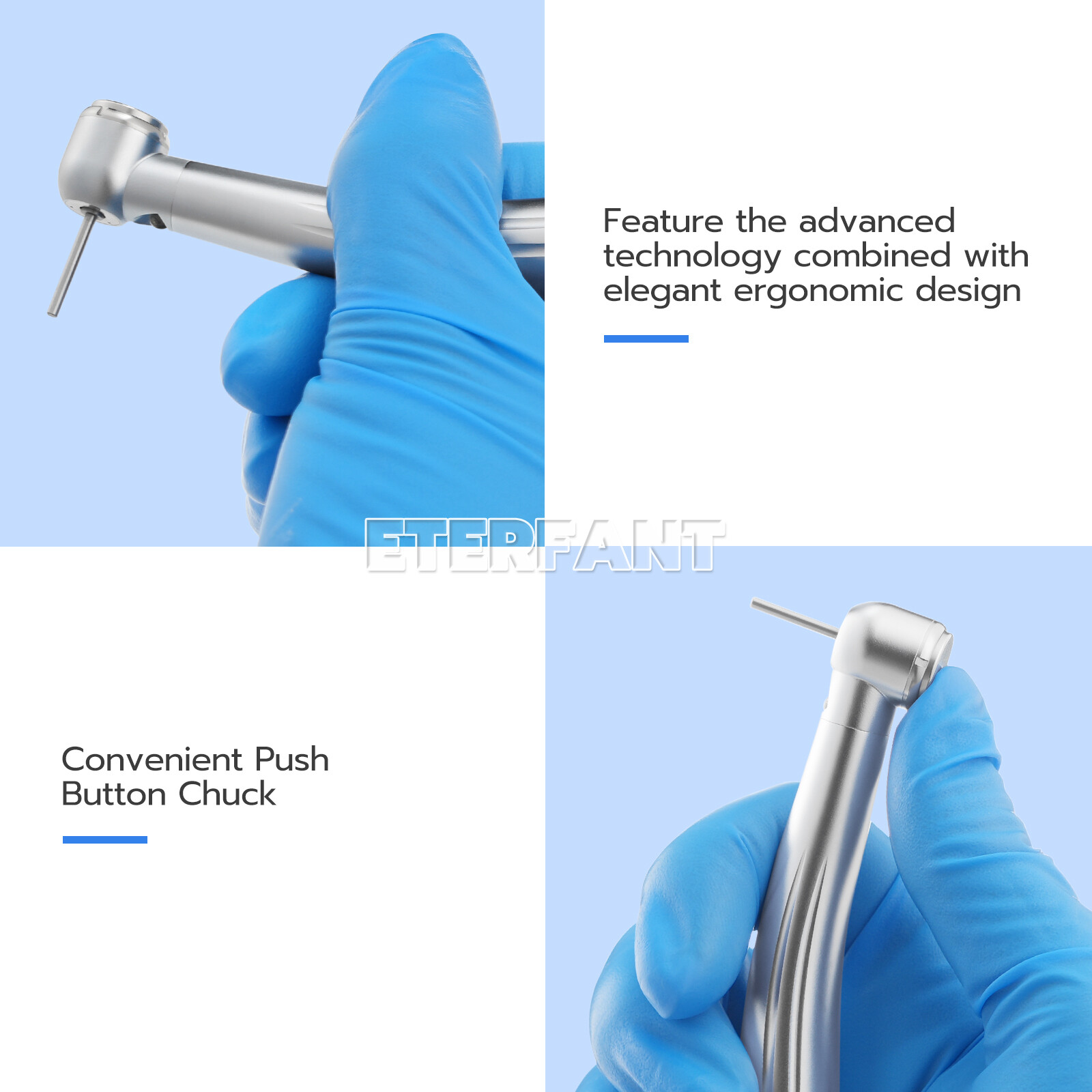 ENTERFANT Dental Air Turbine/NSK Style High Speed Handpiece Fiber Optic LED 4H