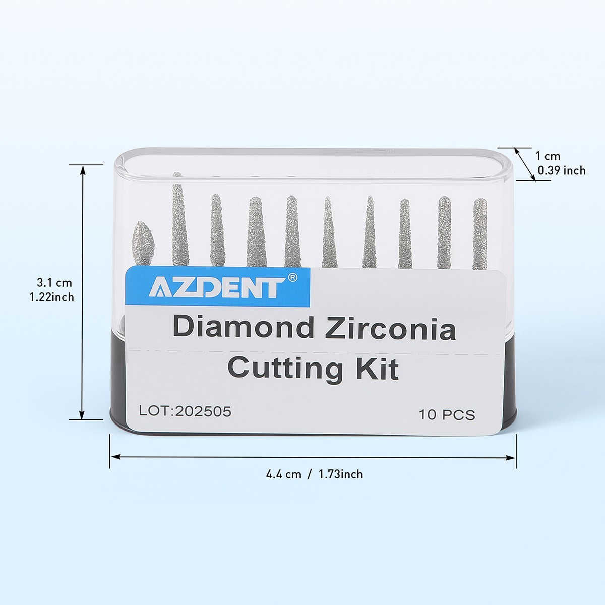 Kit de fresas dentales de diamante corte de zirconia FG 1.6mm alta velocidad