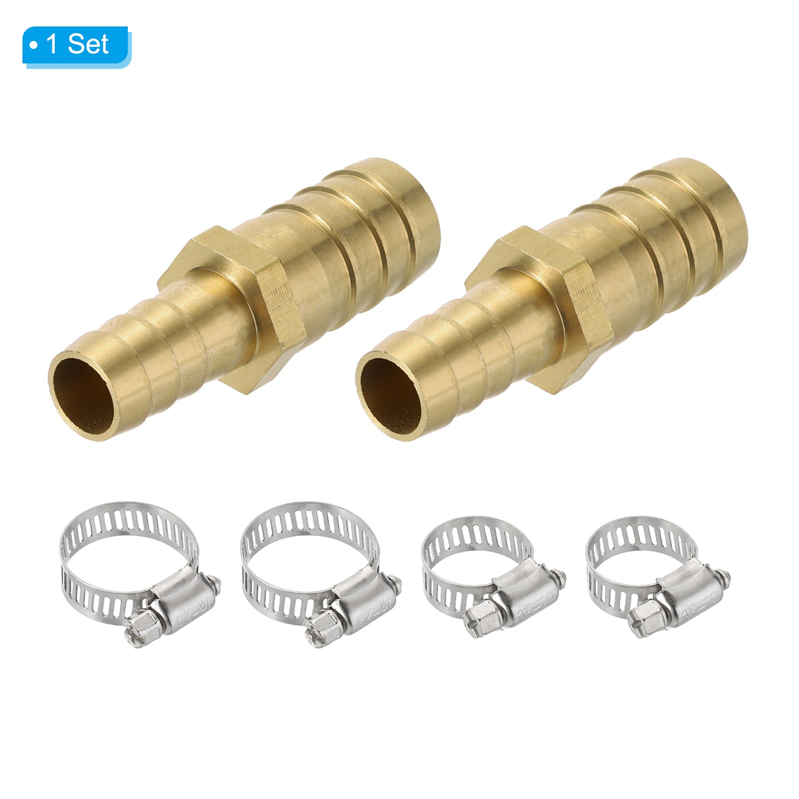 2 Pack 1/2″ to 3/4″ Brass Hose Barb Reducer with 4 Clamps