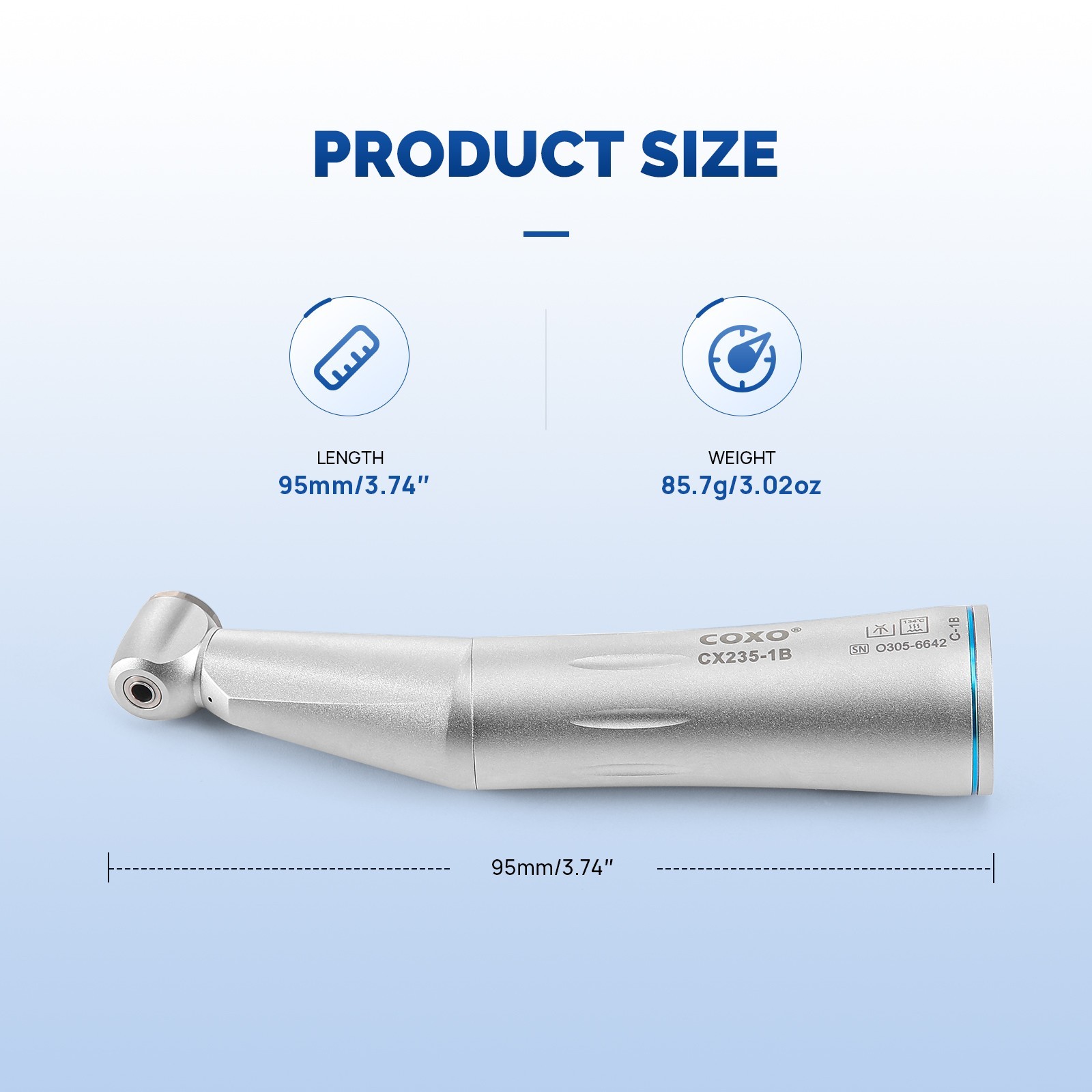 COXO Dental Low Speed Handpiece 1:1 Inner Channel Contra Angle Push Button