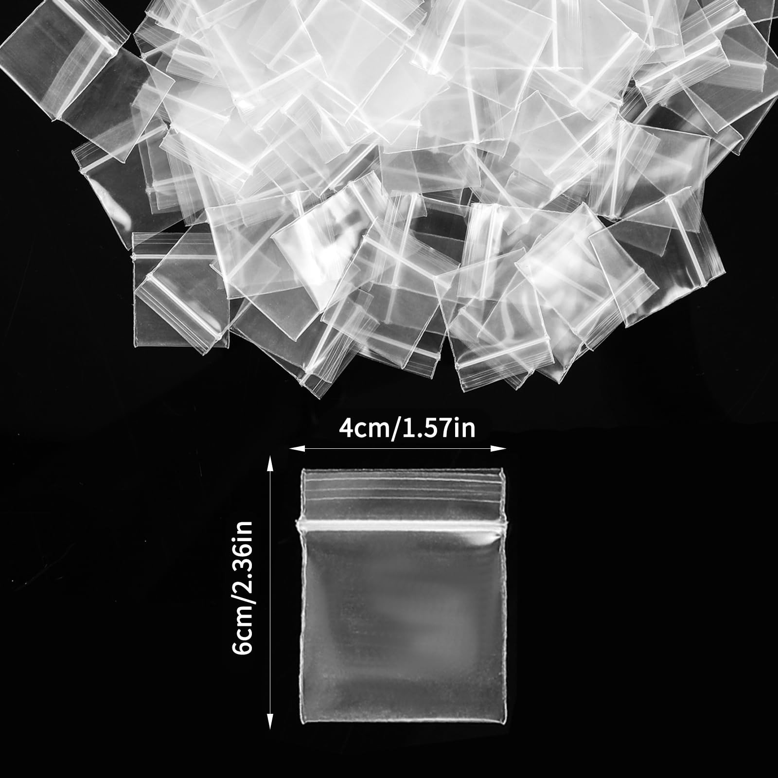 200pcs 1.5″x2″ 4 Mil Mini Plastic Bags, Transparent Small Zip Bag Resealable …