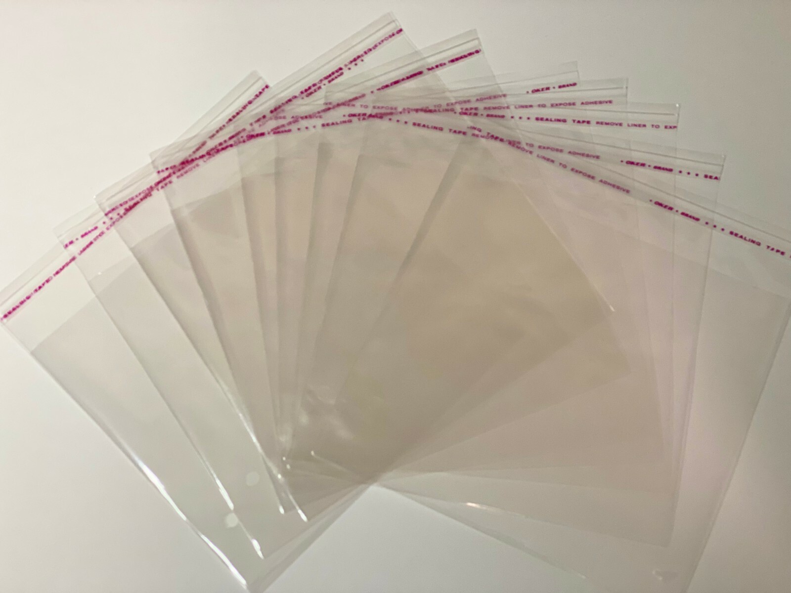 Clear Resealable Self Adhesive Seal Cello Lip Tape Plastic bags 6-1/4 x 6 inches