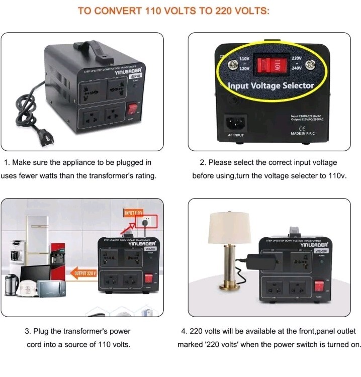 1000W Voltage Converter Transformer(110V to 220V OR 220V to 110V) 1000 Watt S…