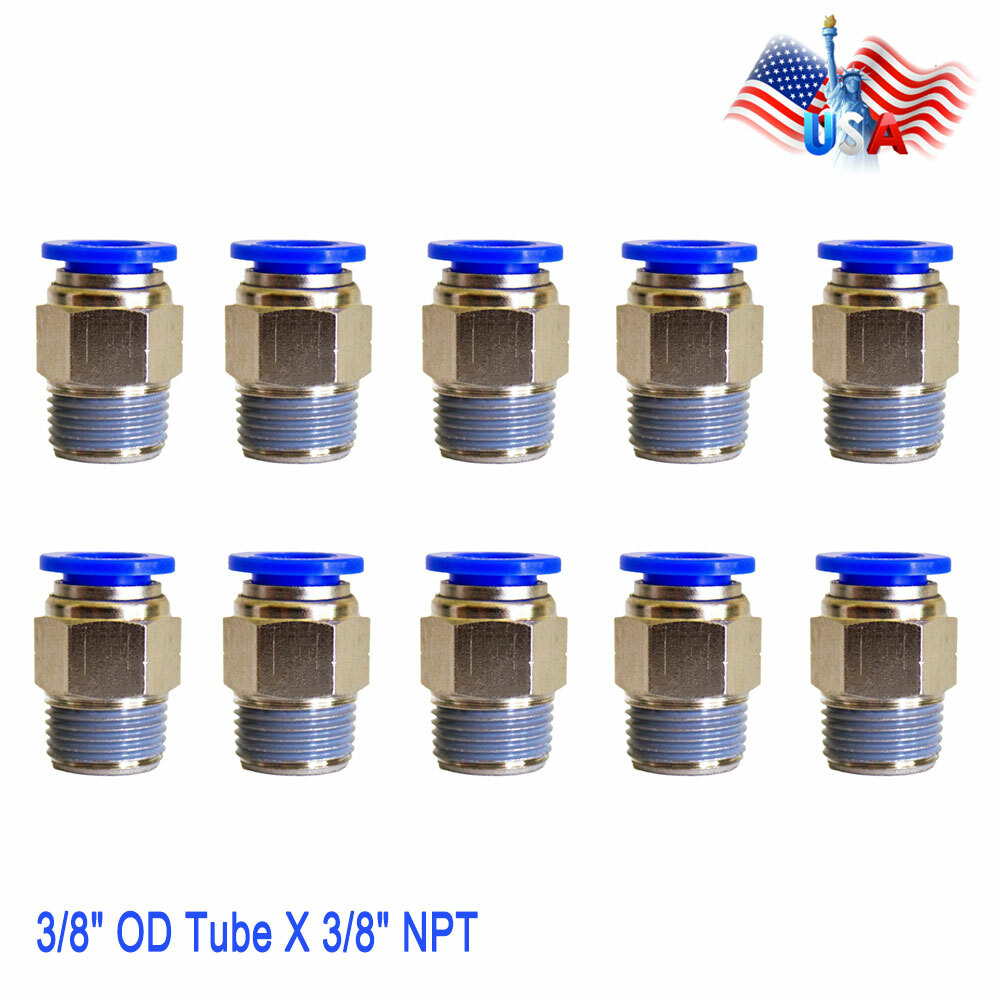 10Pc 10mm 3/8″ OD Tube X 3/8″ NPT Pneumatic Push To Connect Air Fitting