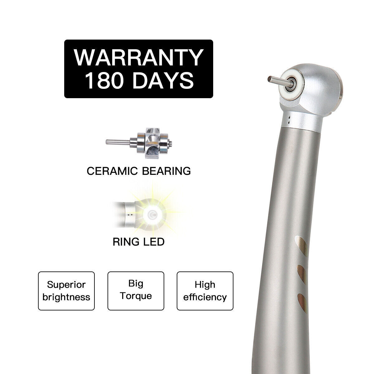 Joydental Dental E-generator Shadowless Ring LED High Speed Handpiece 4 Holes M4