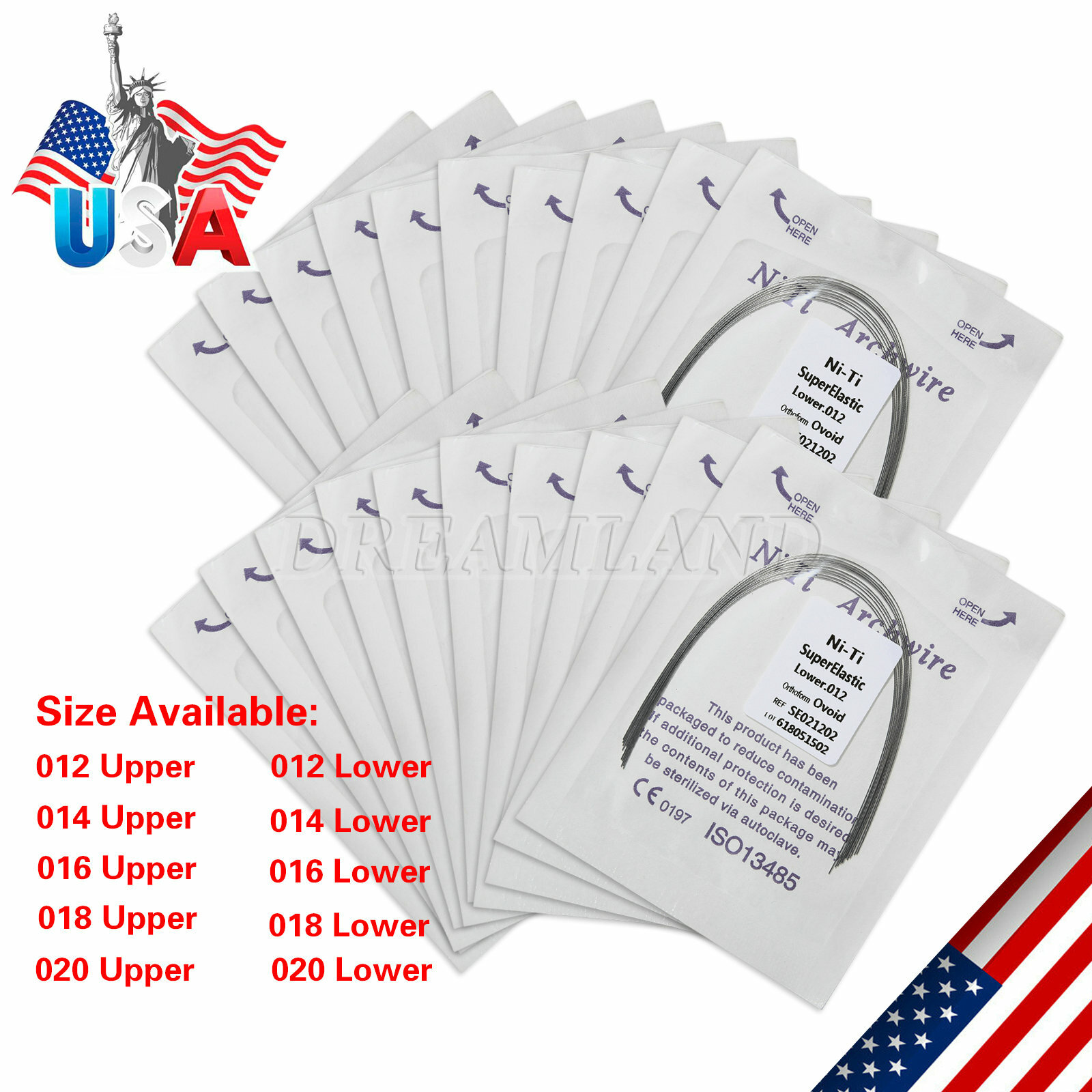 10Packs dental orthodontic super elastic niti round arch wires ovoid form 100pcs