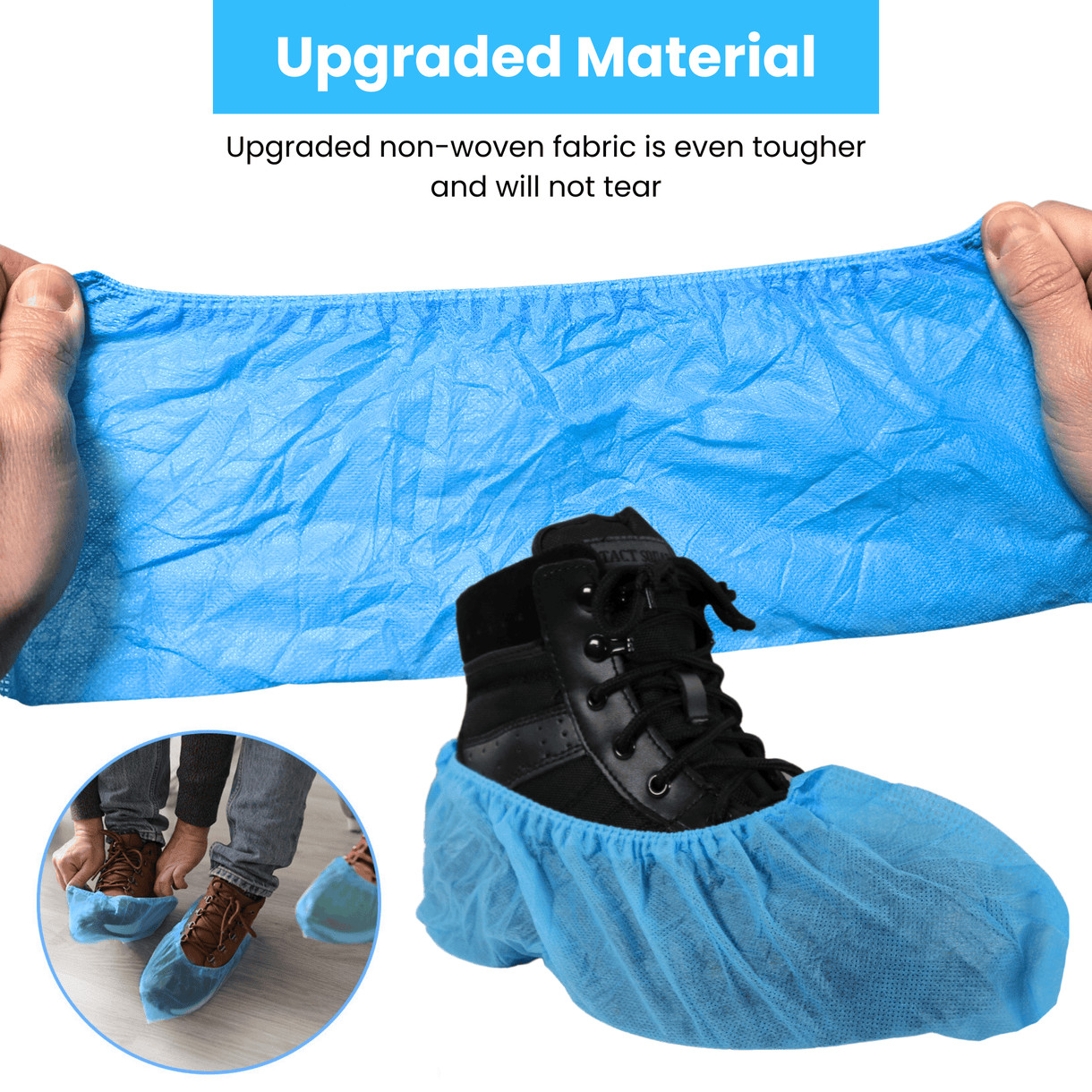 100 Pack Disposable Non‑Woven Shoe Covers Waterproof Booties for Floor Protectio