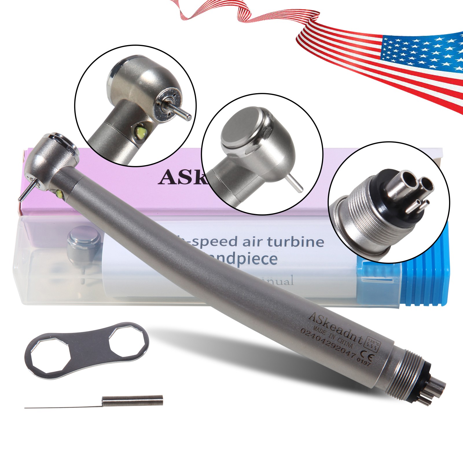 NSK STYLE Dental LED E-generator Fiber Optic High Speed Handpiece Turbine 4 Hole