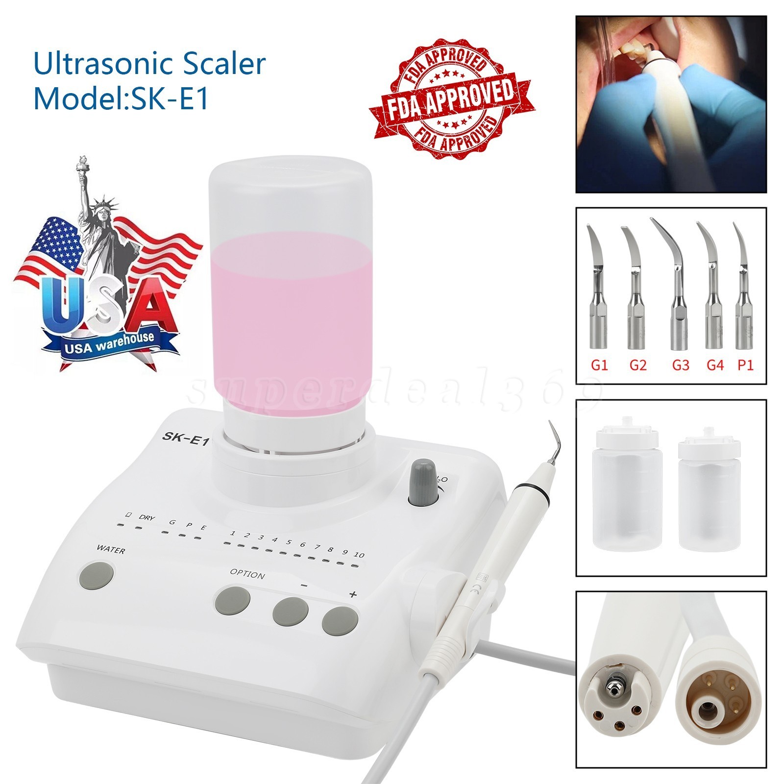 Auto Water Supply Dental Portable Ultrasonic Piezo Scaler fit Cavitron EMS CE