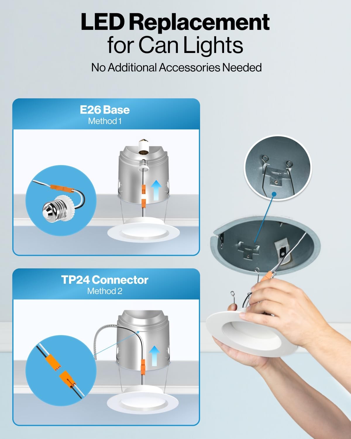Sunco 6 Inch LED Can 4 Pack, 5 CCT in One (2700K, 3000K, 3500K, 4000K, 5000K)