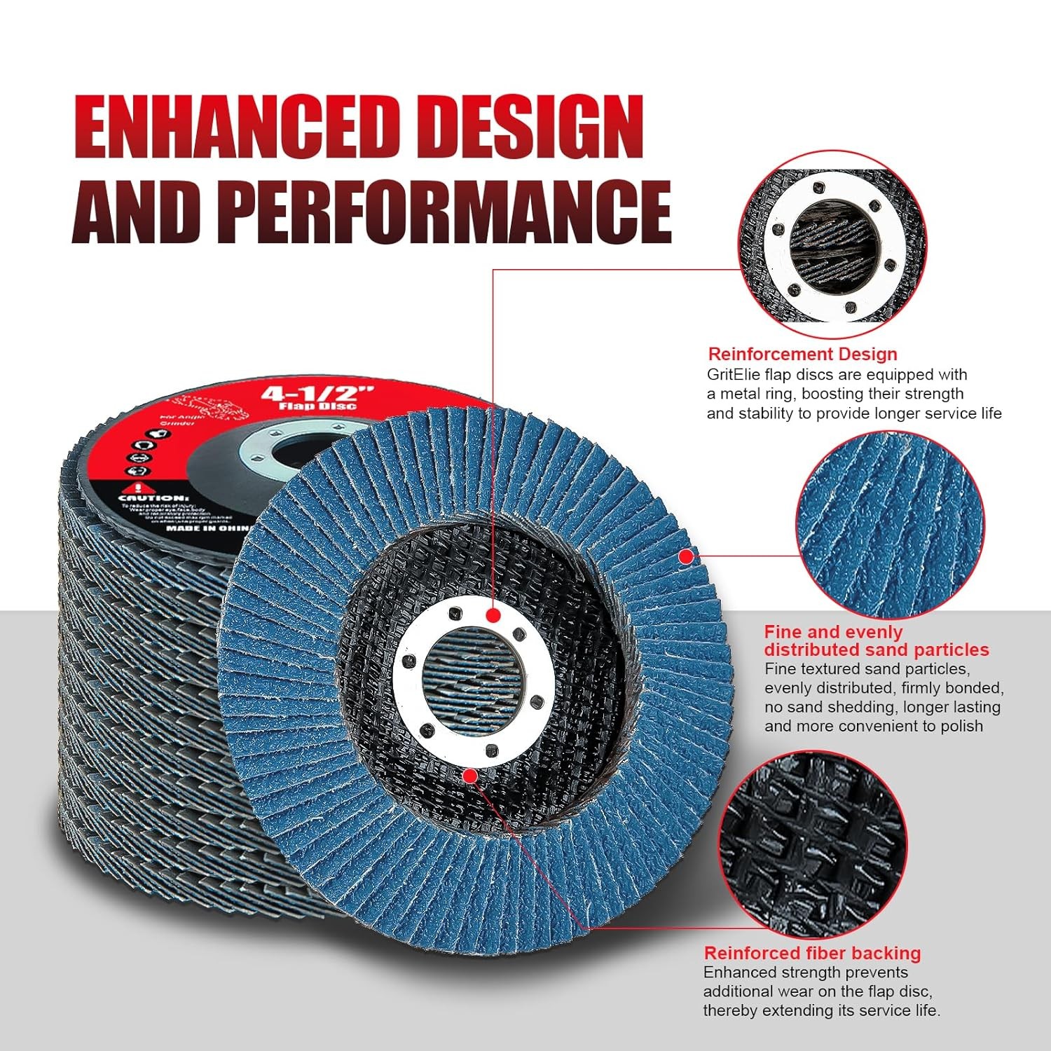 71878 60 Pack 4-1/2 Inch Flap Discs 40/60/80/120 Grit Type 29 7/8″ Arbor