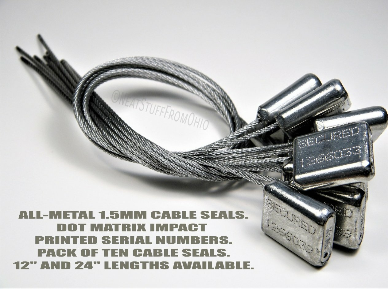 SECURITY SEALS, CABLE SEAL, ALL-METAL, 12” & 24”, TEN SEALS, GREAT PRICE! ?