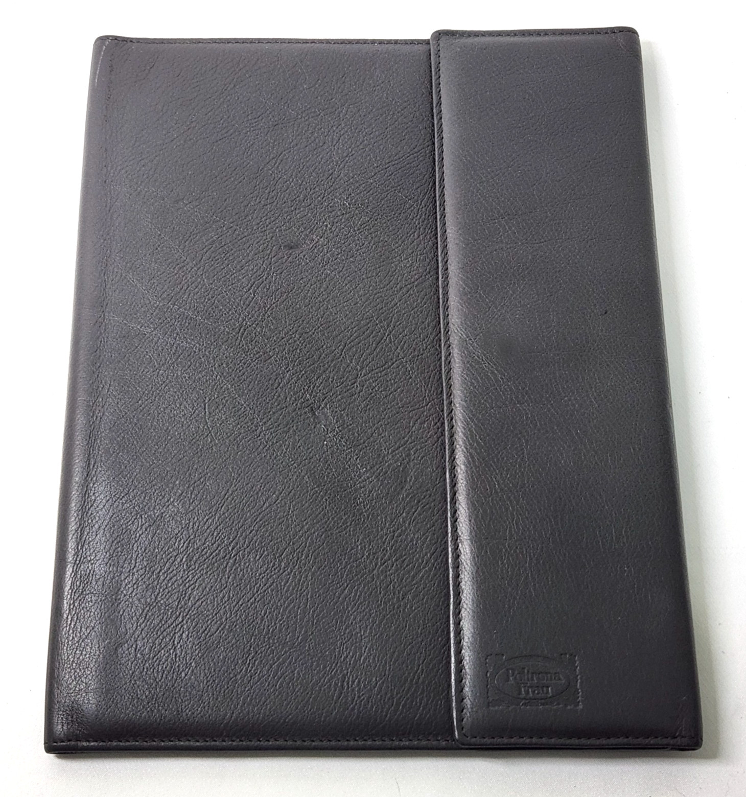 Poltrona Frau Leather Portfolio Dark Gray Snap Flap Close for 8.5 x 11 Notepad