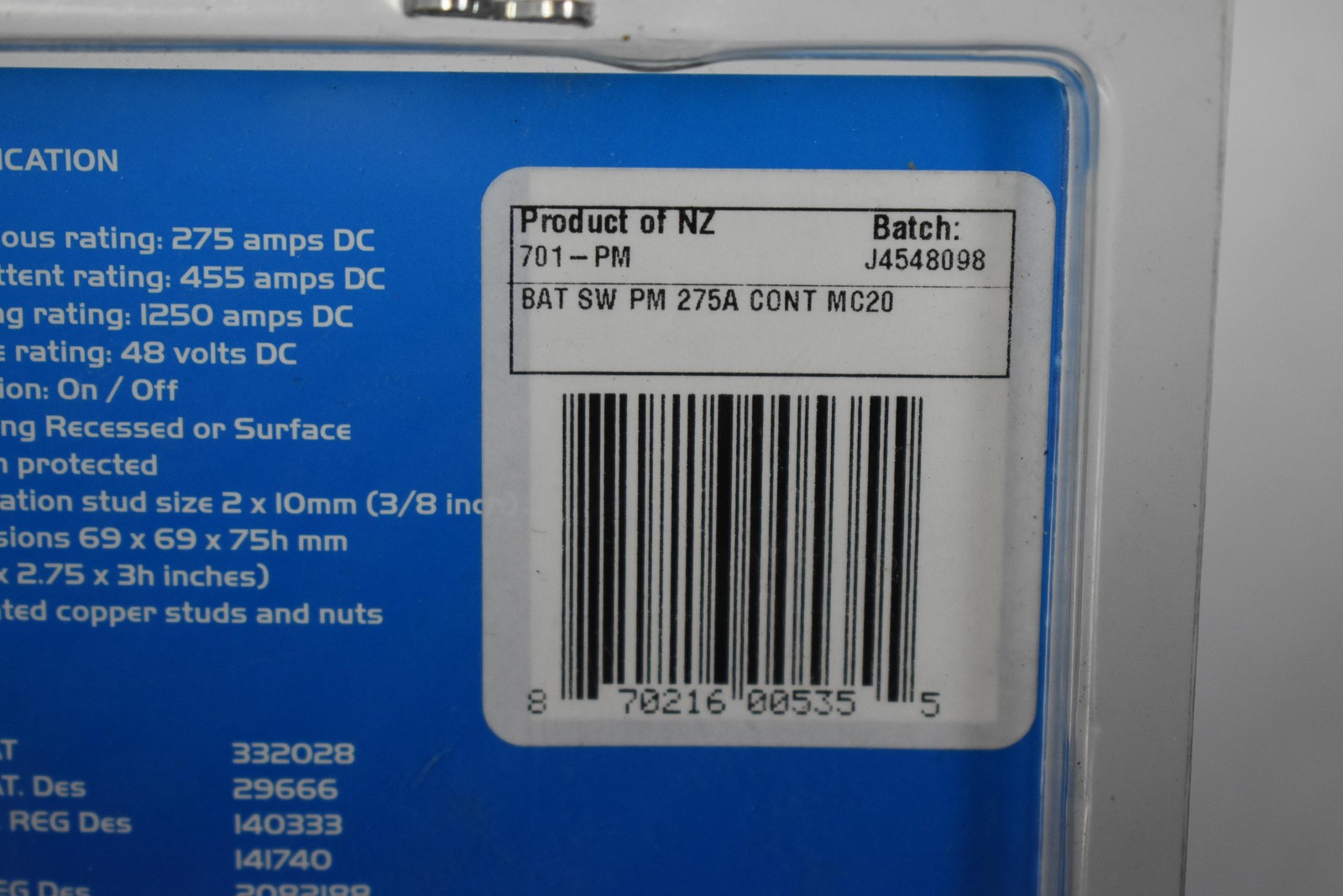 BEP Marine Contour Battery Switch 701-PM 275A On Off Surface Recess Mount New
