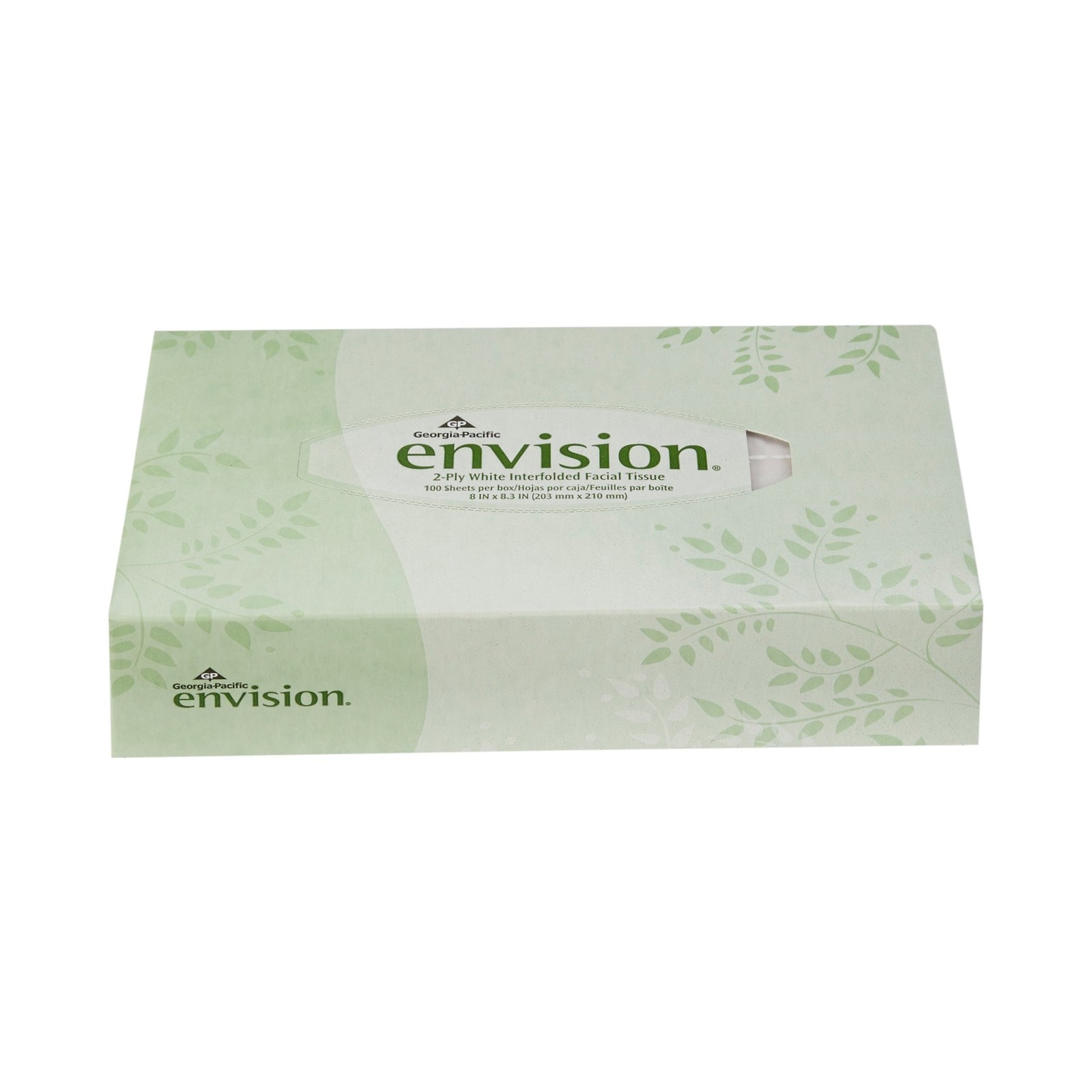 Envision 2-Ply Facial Tissue Flat Box 100 Count 30 Packs 3000 Total