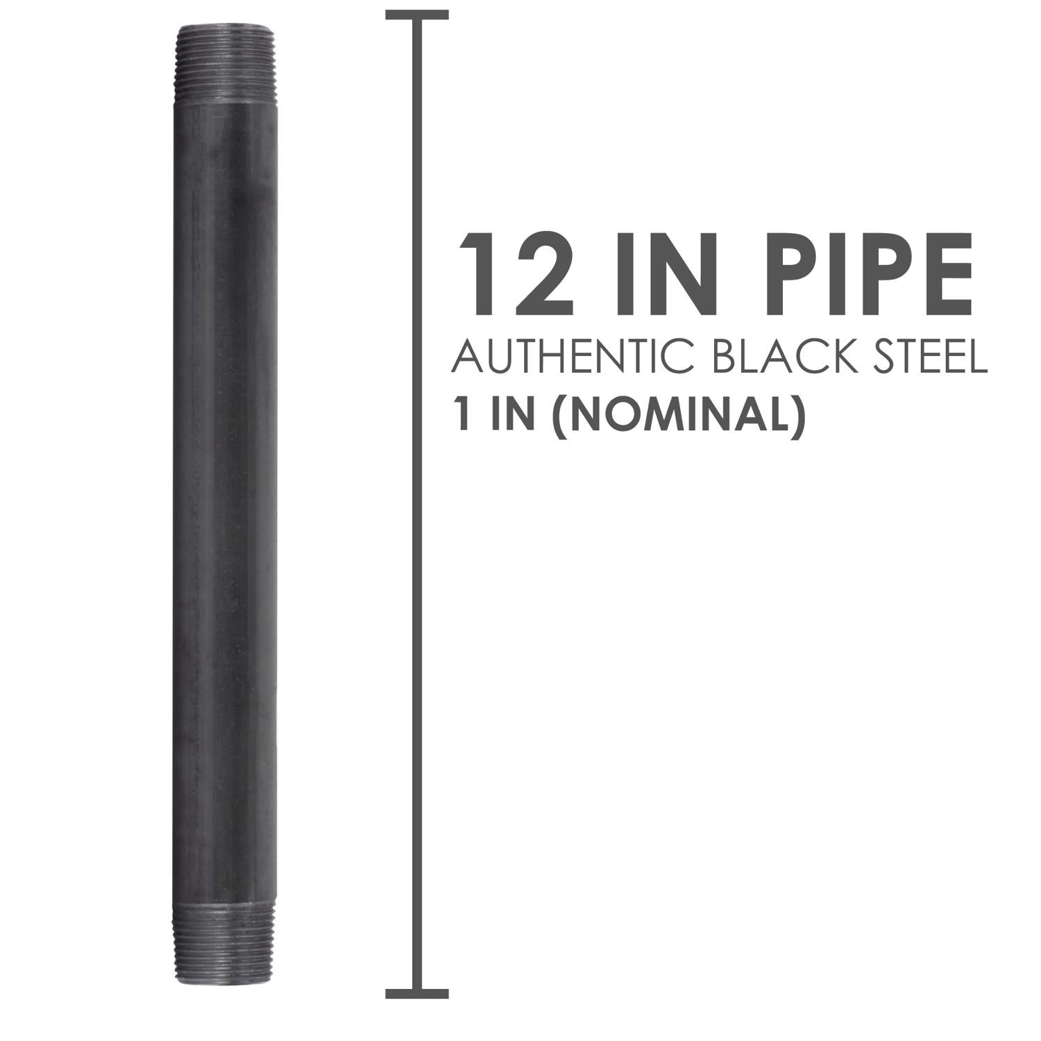 STZ Industries 1 in. MIP each T X 1 in. D MIP Black Steel 12 in. L Nipple