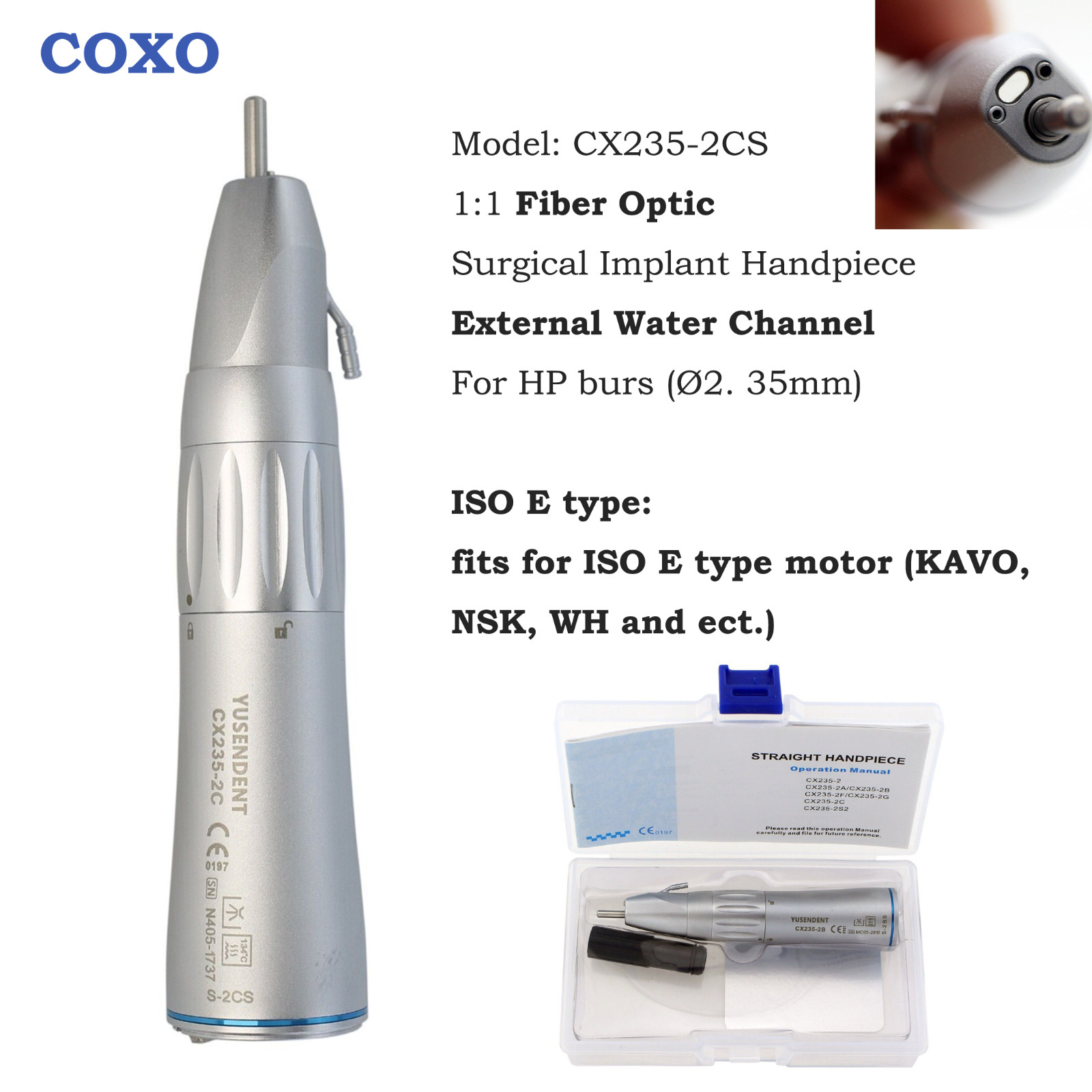 COXO Dental Slow Speed Contra Angle 1:1 1:5 6:1 10:1 Handpiece Air Motor 4Hole