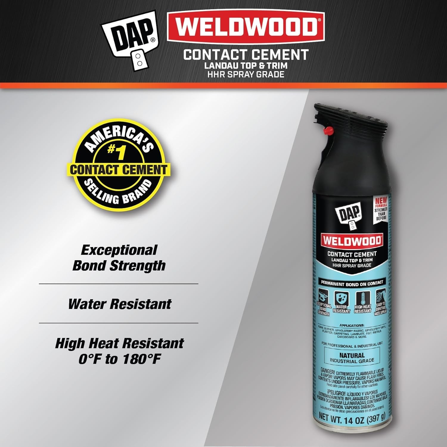 Weldwood Landau Top & Trim HHR Solvent Type Spray Contact Adhesive, Clear, 14 Oz