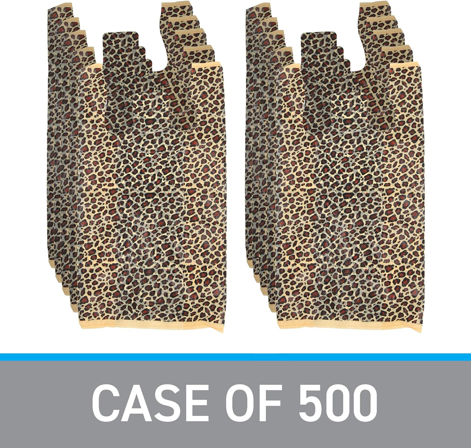 Plastic Bags Shopping 500 Leopard Cheetah Grocery T-Shirt Retail 11 ½” x 6 x 21”