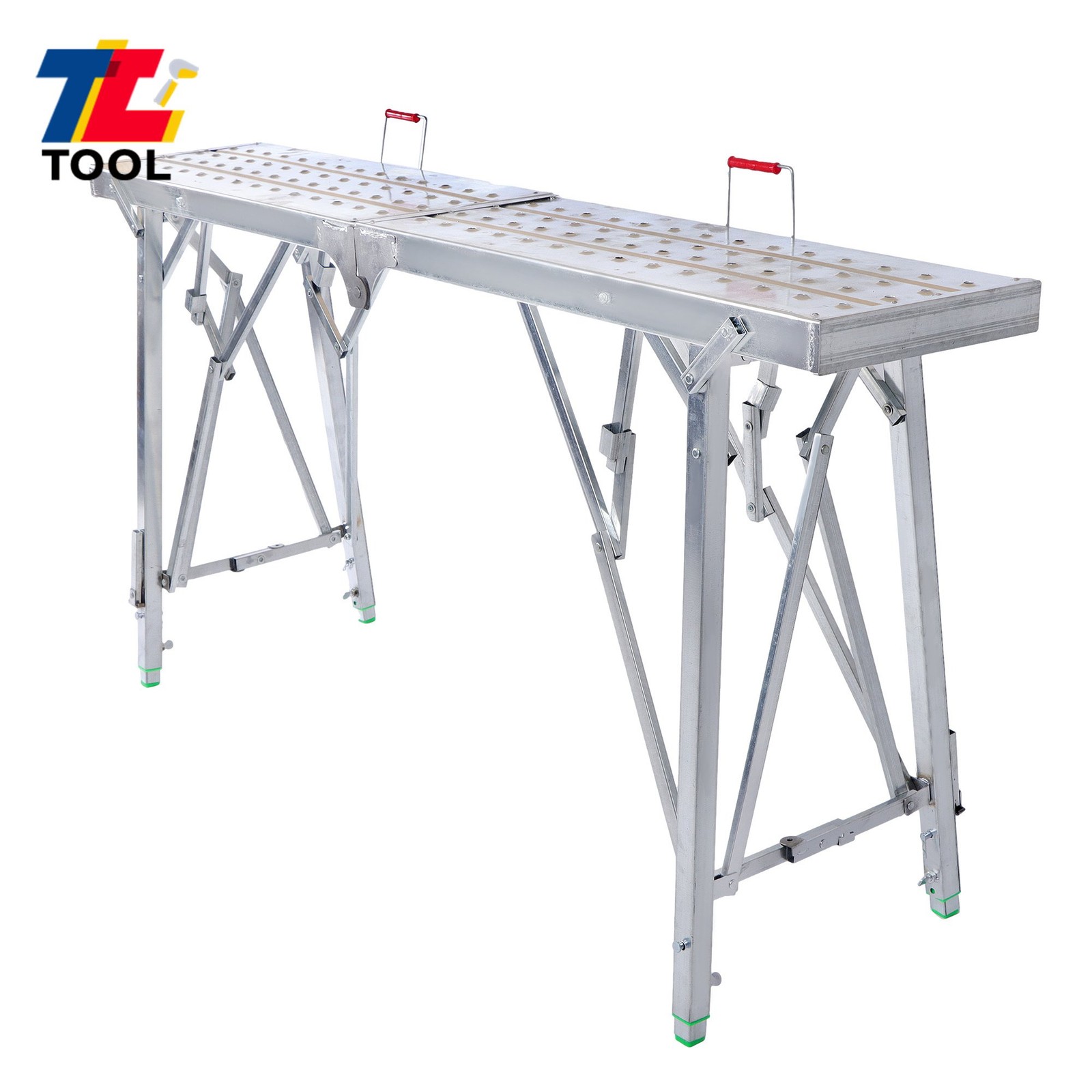 Folding Scaffolding 1.6m Adjustable Lift Height Work Platform Scaffold Aluminum