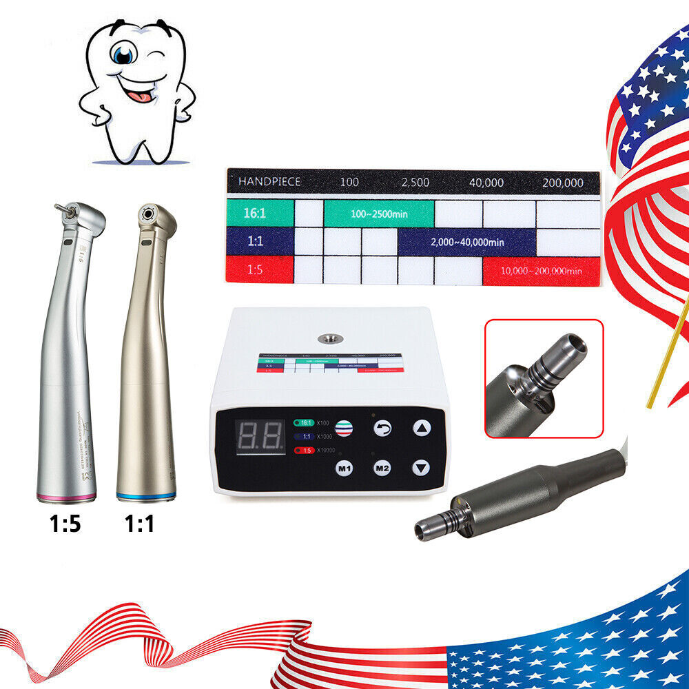 Dental Electric LED Brushless Micro Motor /1:1 1:5 Increasing Fiber Handpiece