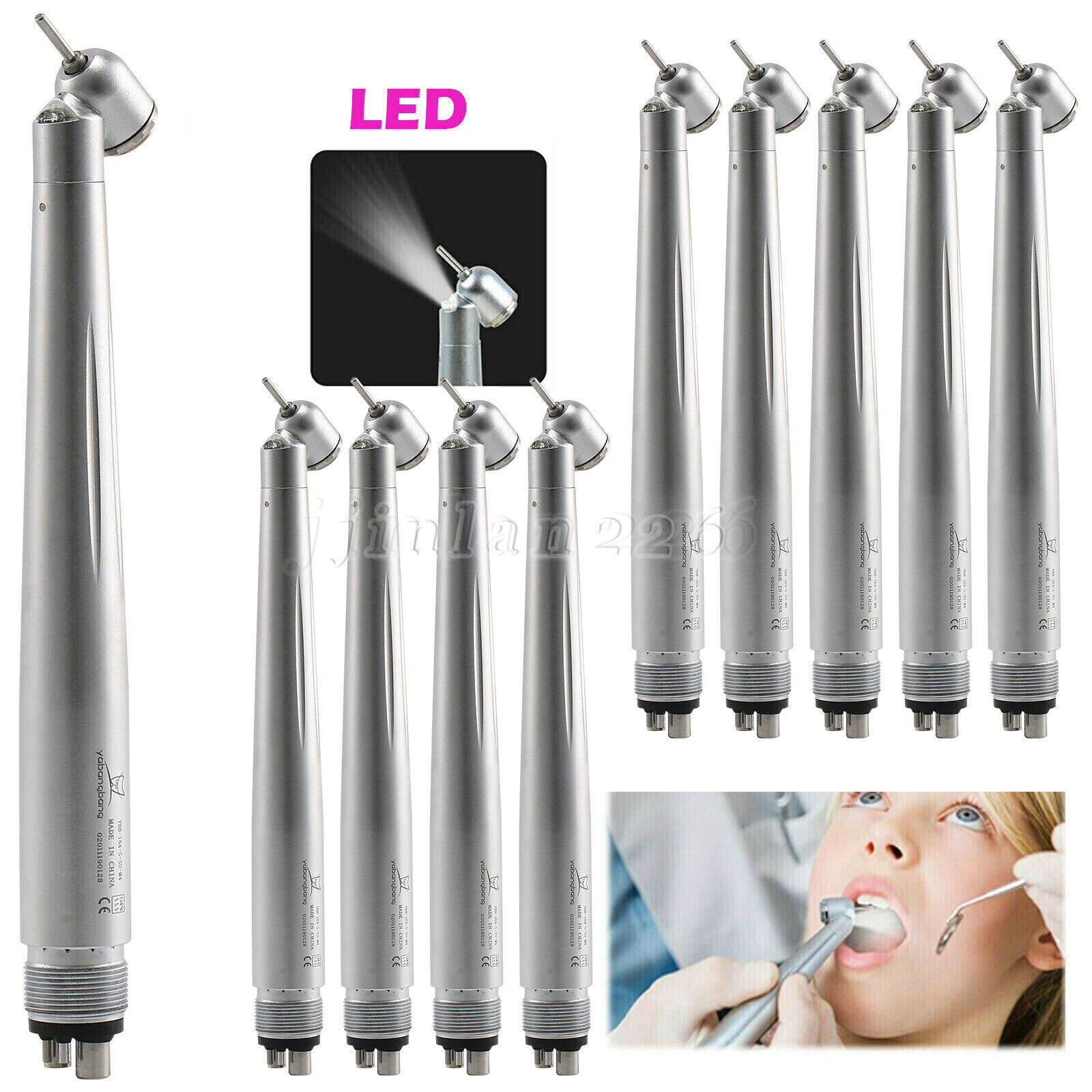 NSK Ti-Max X450 M4 Surgical 45° LED Speed Handpiece Dental Triple Water Jet 18W