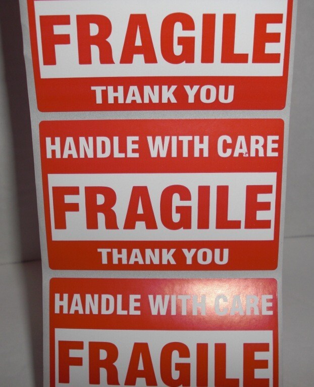 FRAGILE Handle With Care Stickers 2″ x 3″ Pack of 30 (THIRTY) Self Stick Labels