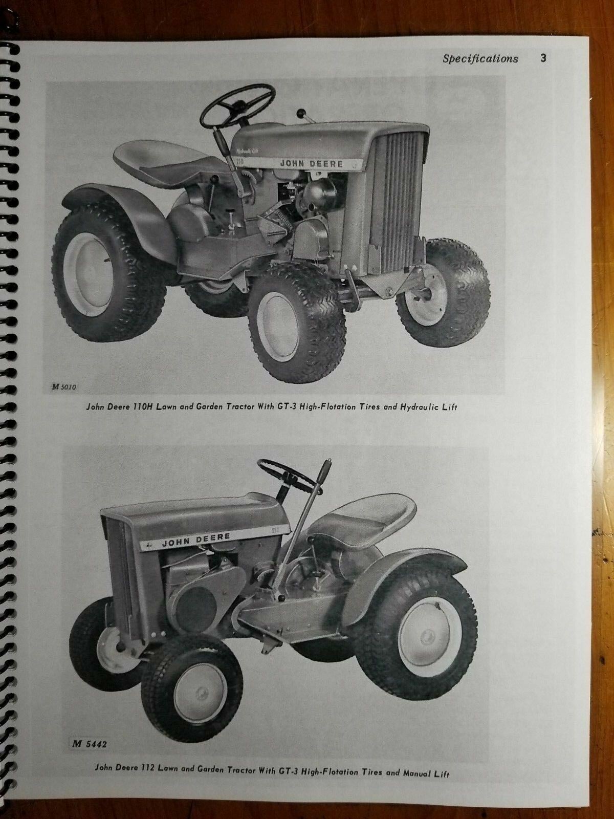 John Deere 110 110H 112 112H Lawn & Garden Tractor S/N 65001-100000 Oper Manual