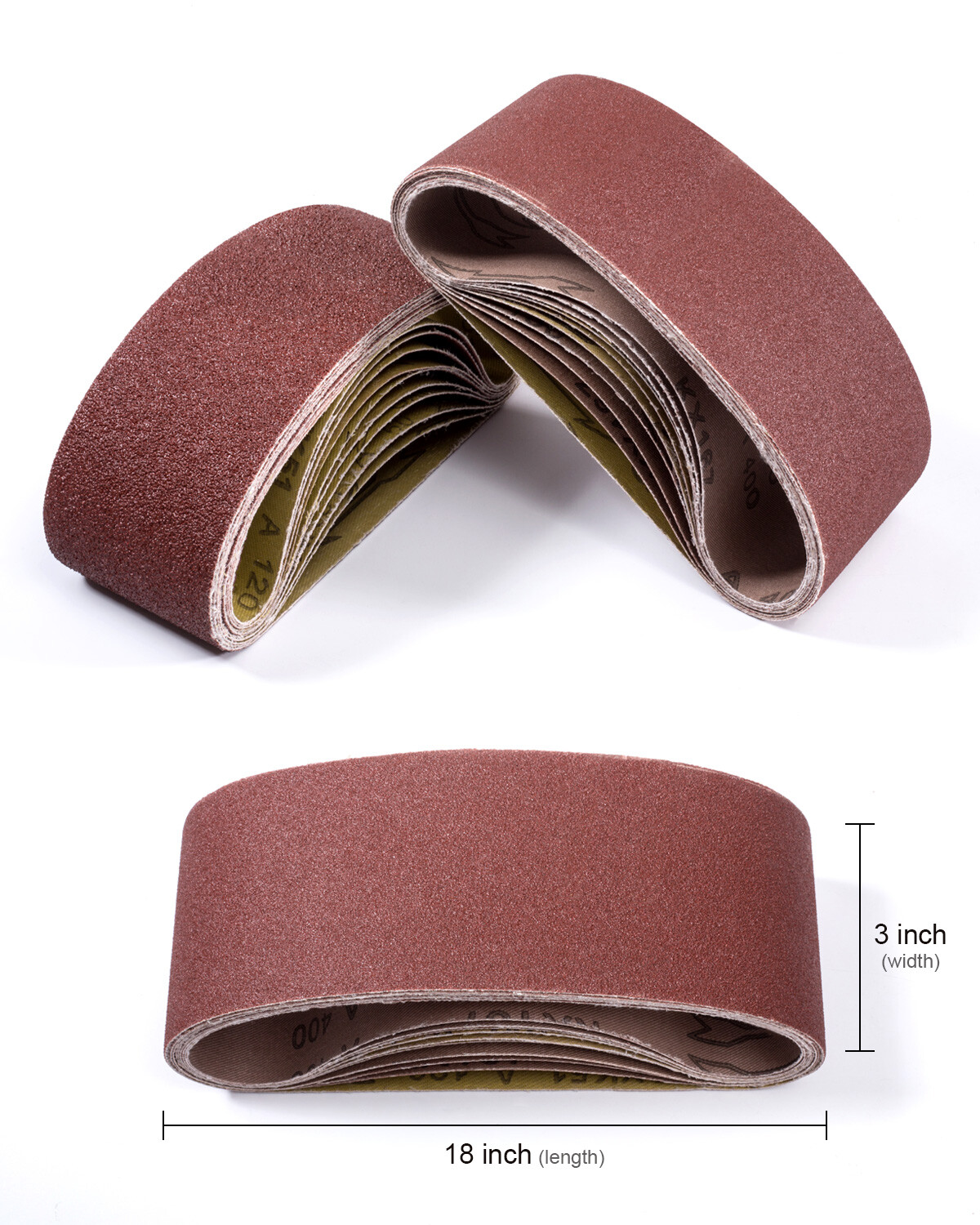 27 Pack 3 x 18 inch AO Sanding Belts 40/60/80/120/150/180/240/320/400 Sandpaper