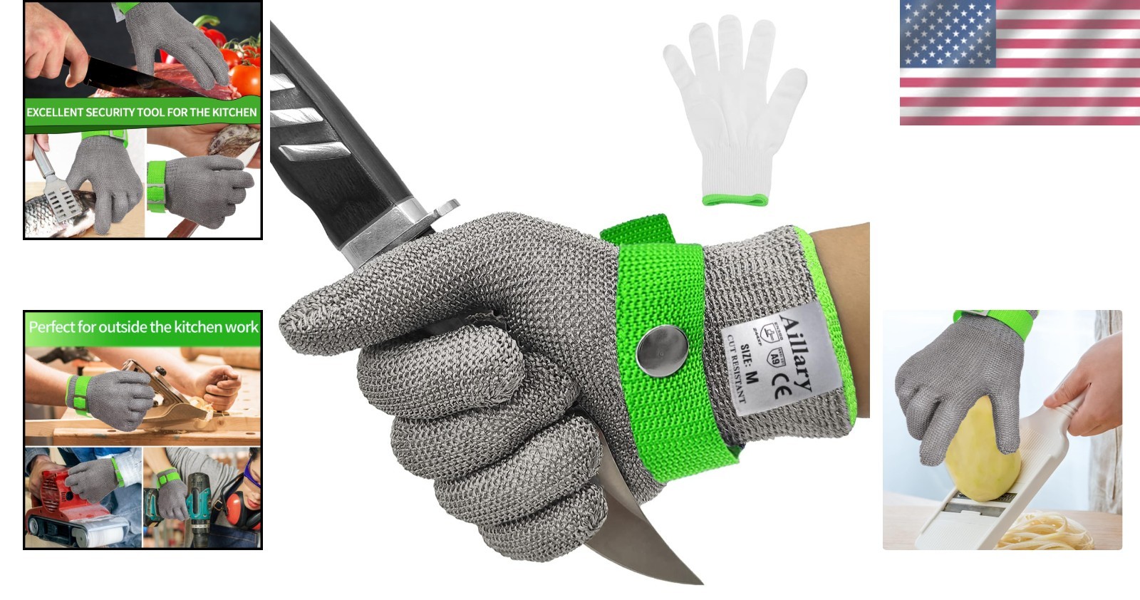 Level 9 Stainless Steel Kitchen Gloves – Ambidextrous, Large, Machine Washable