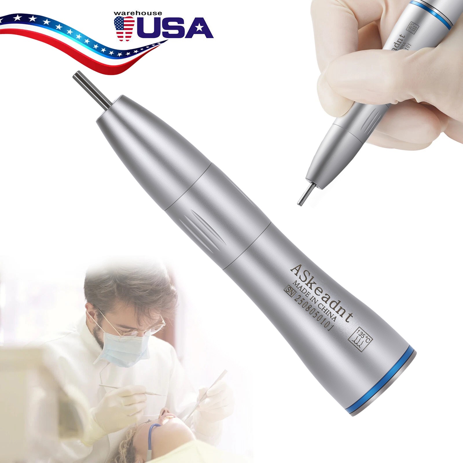 1-10 Dental Internal Water Spray Straight Nosecone Low Speed Handpiece ASkeadnt