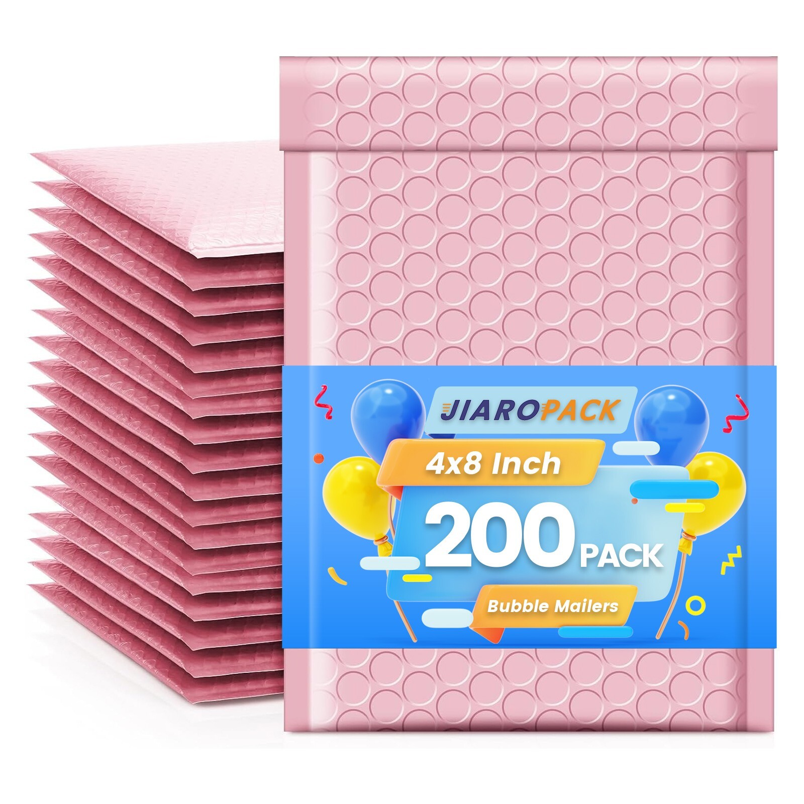Poly Bubble Mailer 4×8″ 200pcs Small Padded Envelope Mailing Bags Light Pink#000